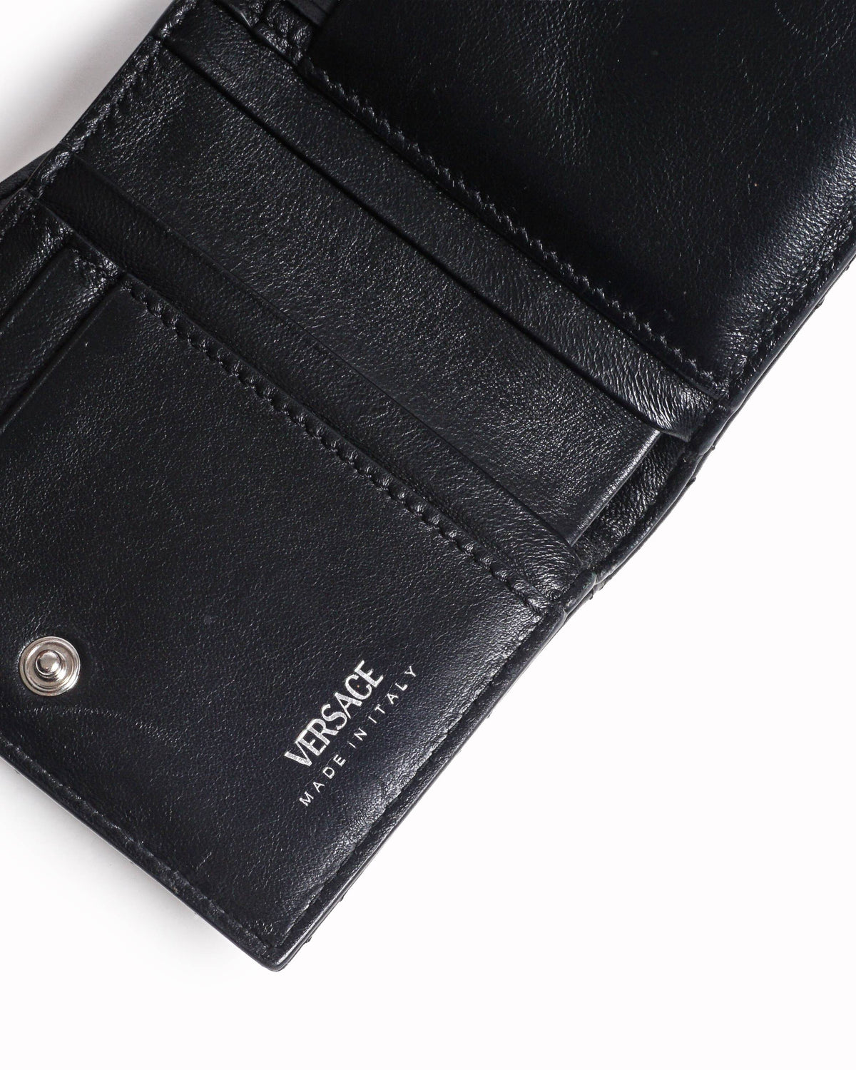 Versace Black Quilted Leather Medusa Card Holder Wallet