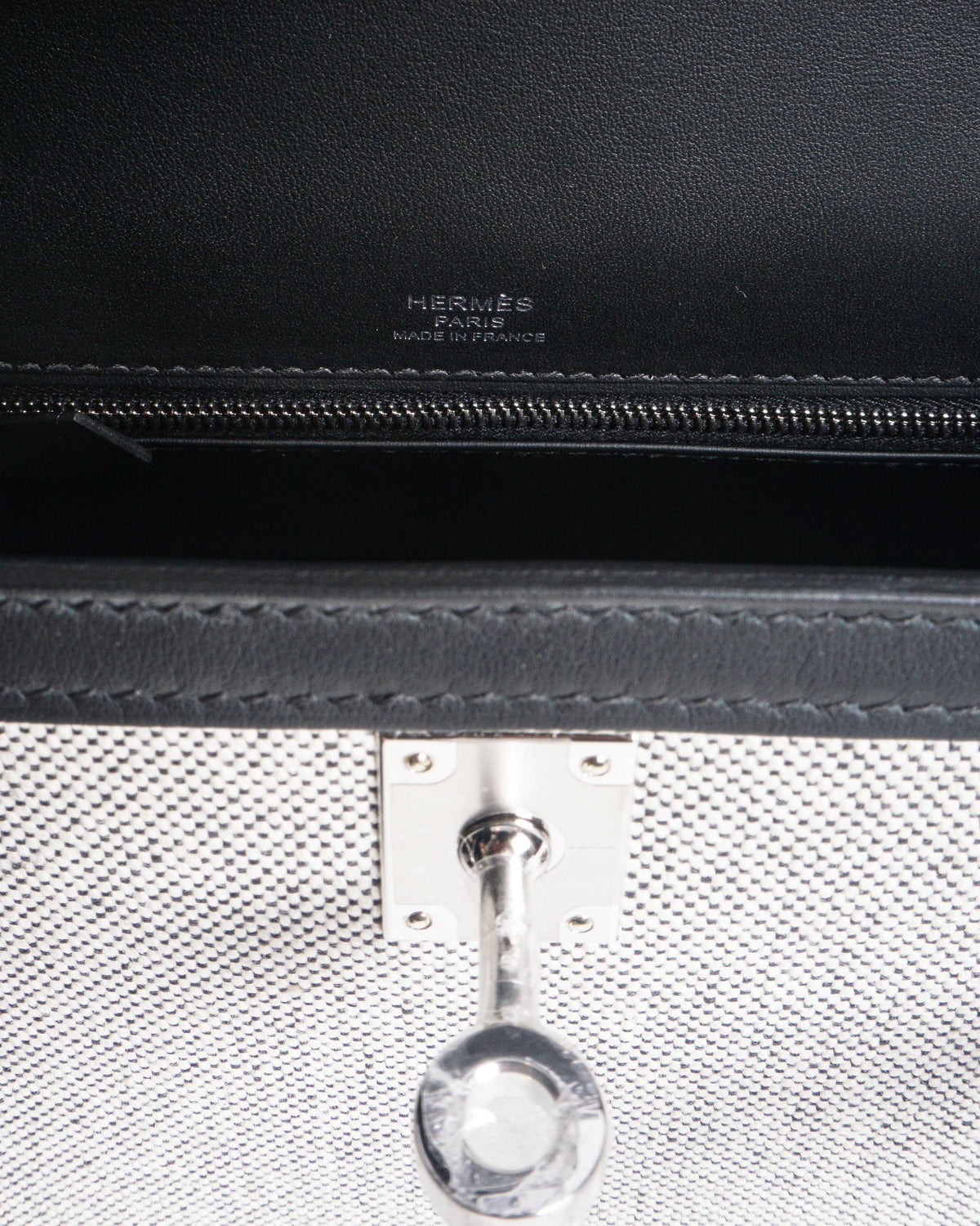 Hermès Kelly 25 Sellier Toile Canvas & Black Epsom Leather Bag