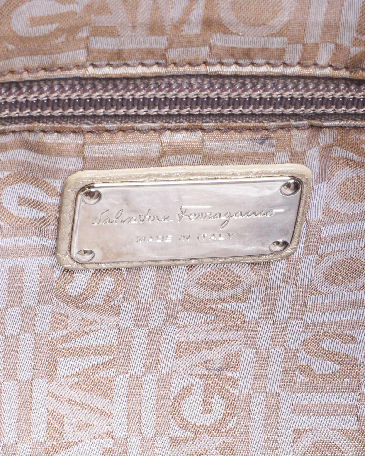 Salvatore Ferragamo Metallic Leather Gancini Marisa Shoulder Bag