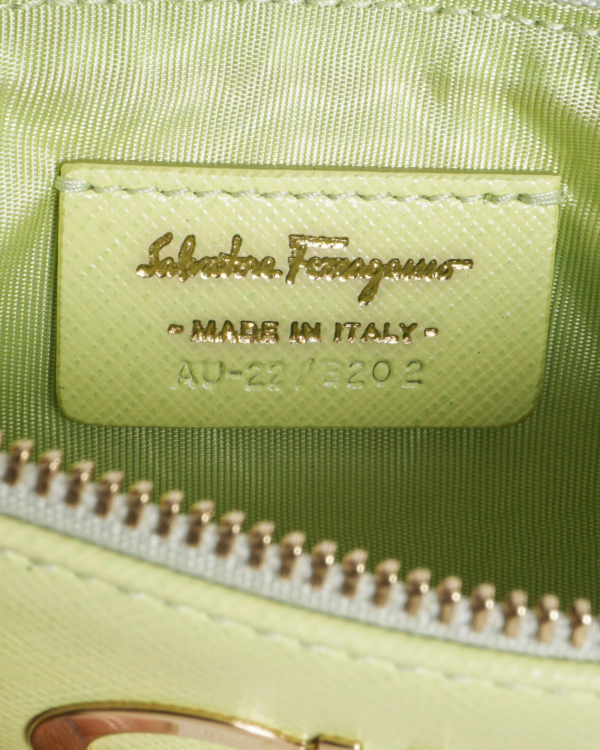 Salvatore Ferragamo Lime Yellow Saffiano Leather Gancini Wristlet Clutch