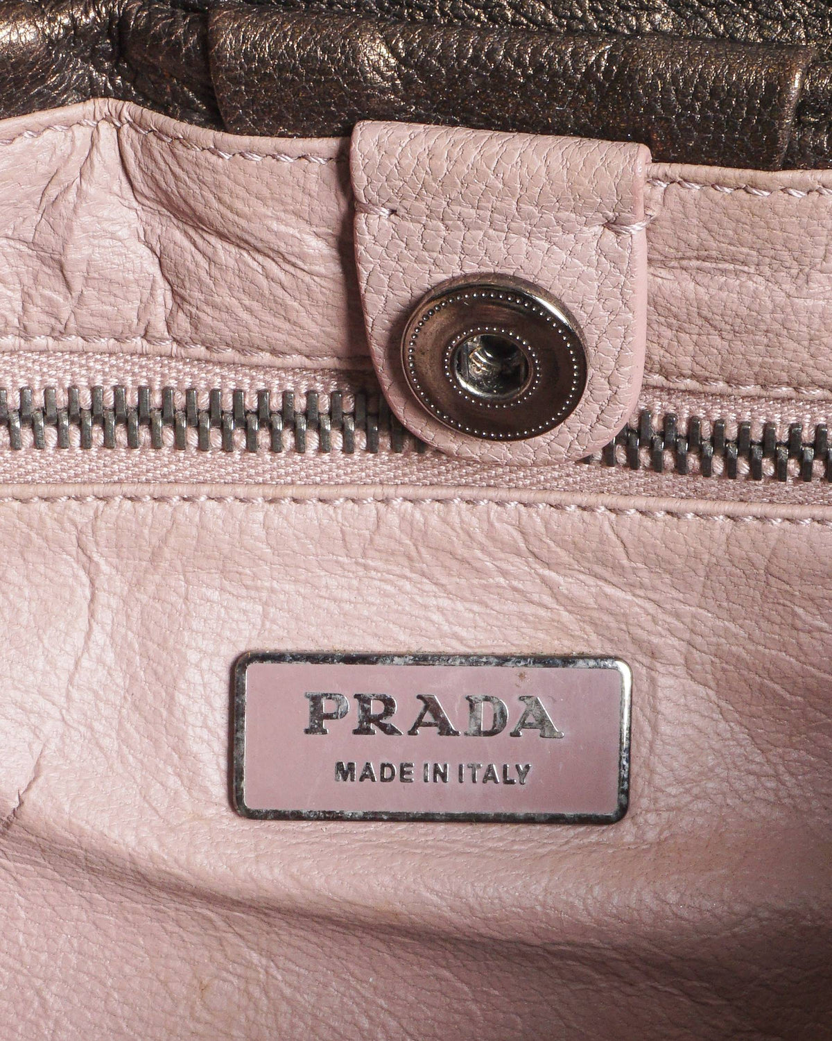 Prada Metallic Bronze Grained Leather Shoulder Bag