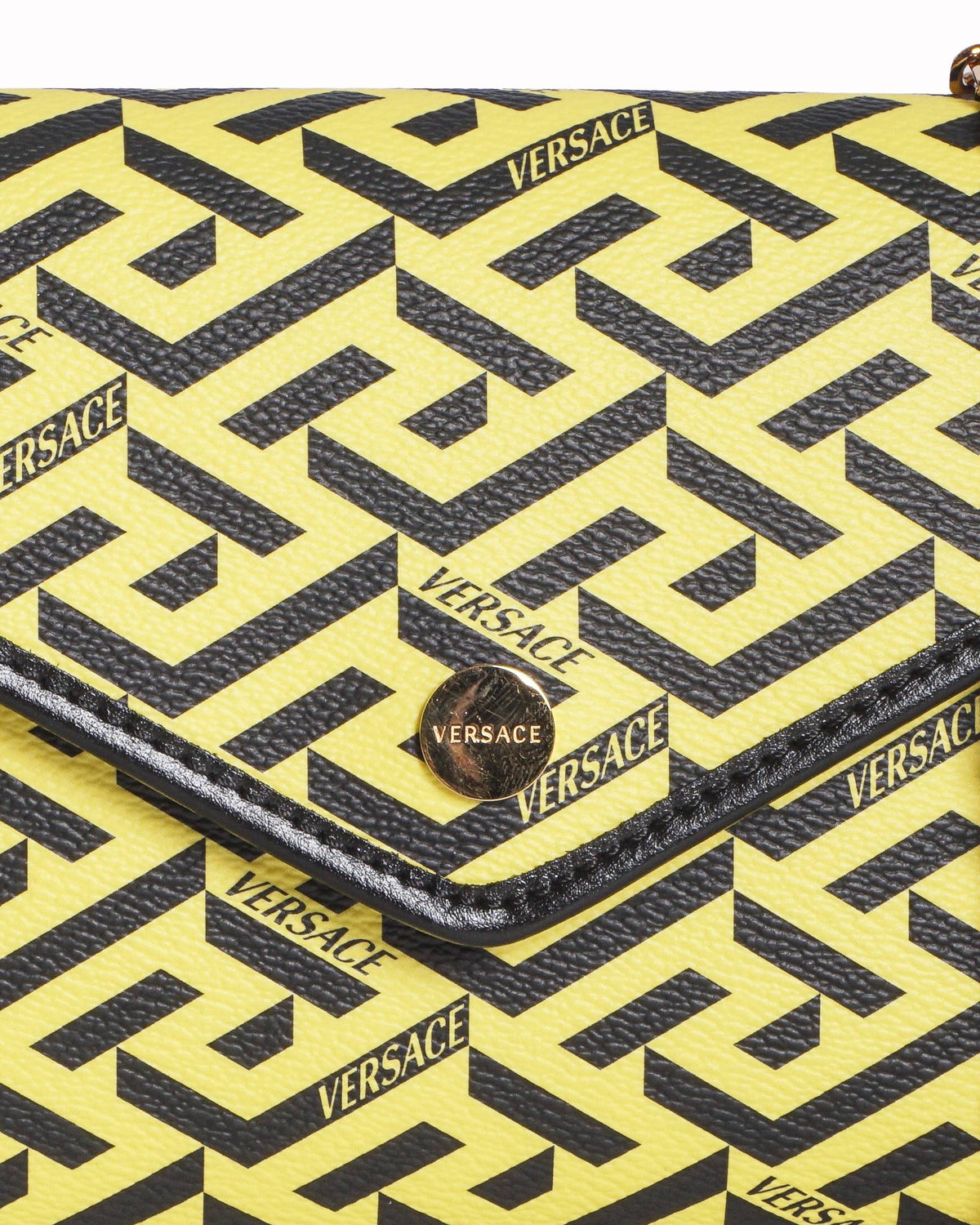 Versace La Greca Yellow & Black Chain Crossbody Bag