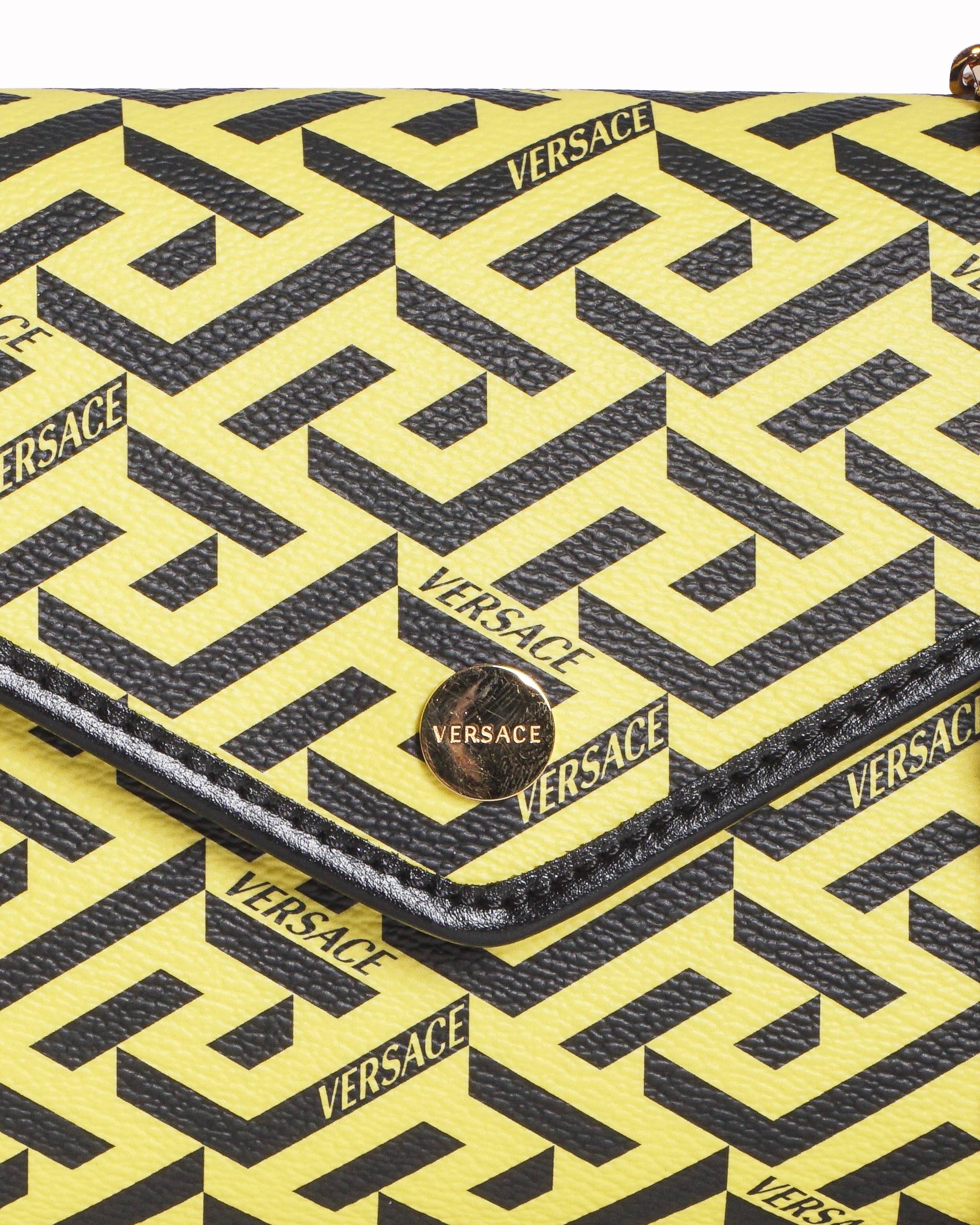 Versace La Greca Yellow & Black Chain Crossbody Bag