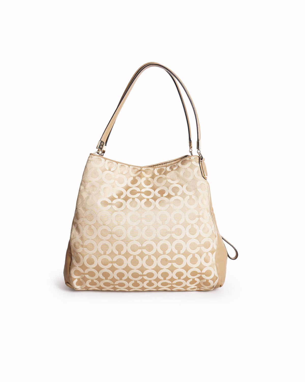 Coach gold sateen Op Art shoulder bag