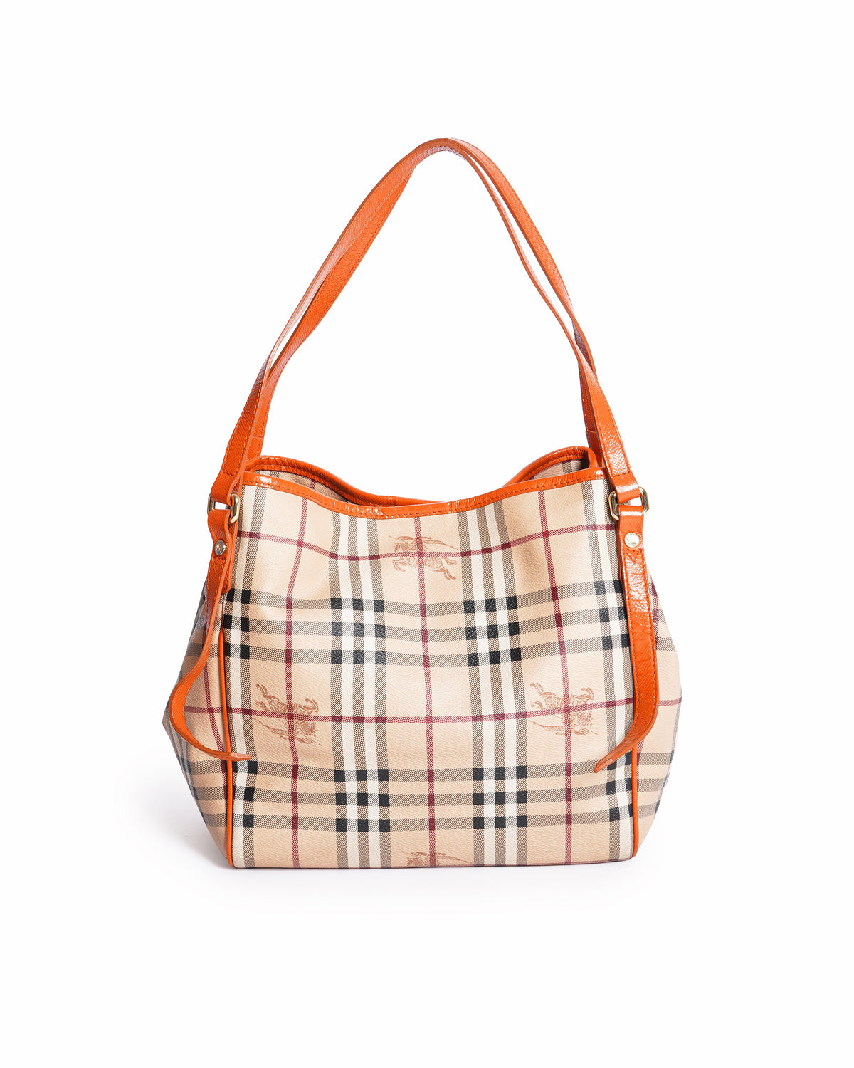 Burberry Leather Trimmed Haymarket Check Coated Canvas Canterbury tote bag