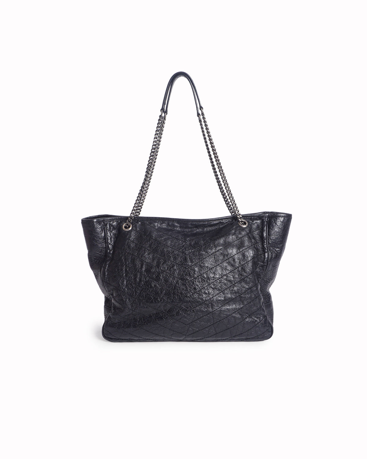 Saint Laurent Black Crinkled Leather Large Niki Tote Bag