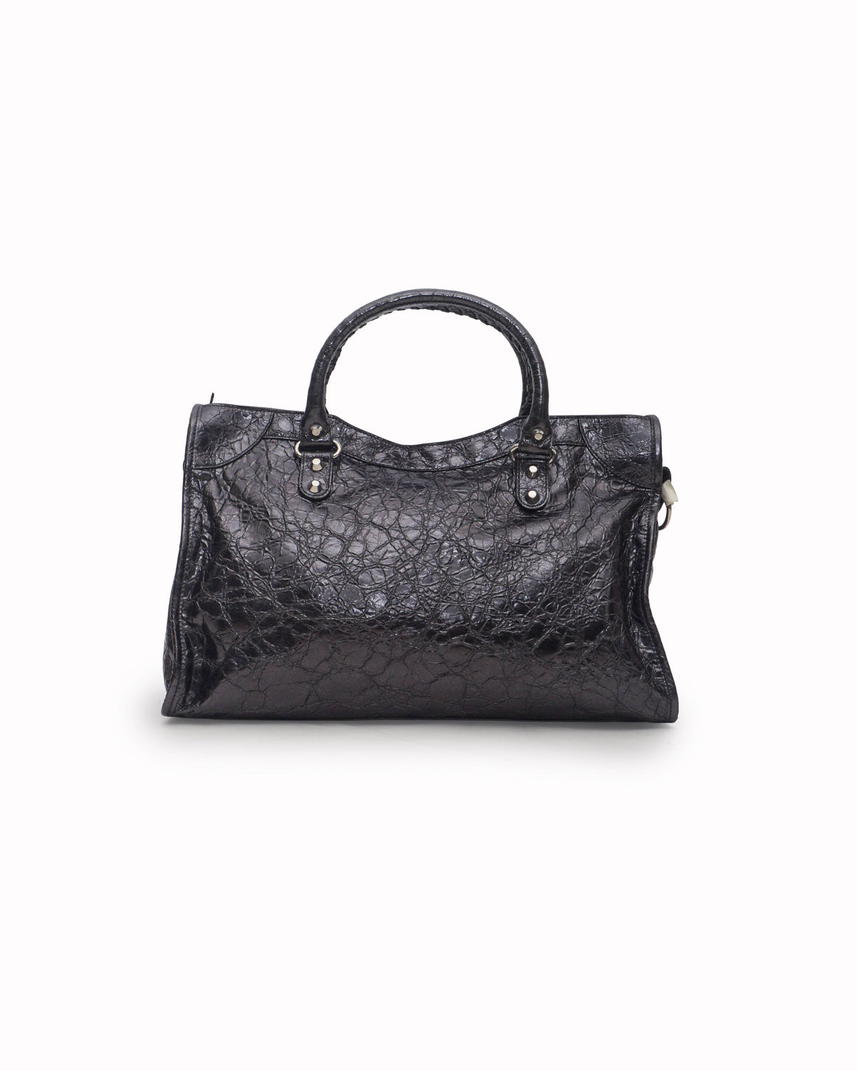 Balenciaga Metallic Grey Arena Lambskin Small Le City Shoulder Bag