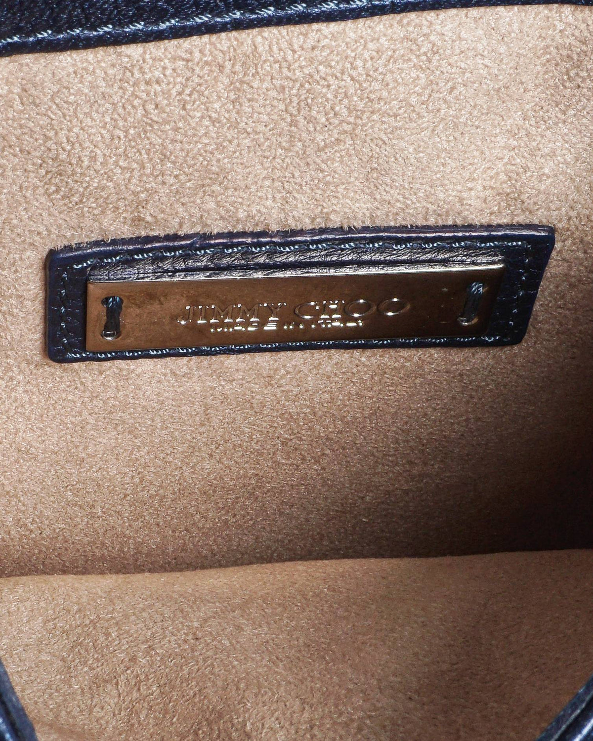 Jimmy Choo Navy Blue Leather Shadow Chain-Link Crossbody Bag