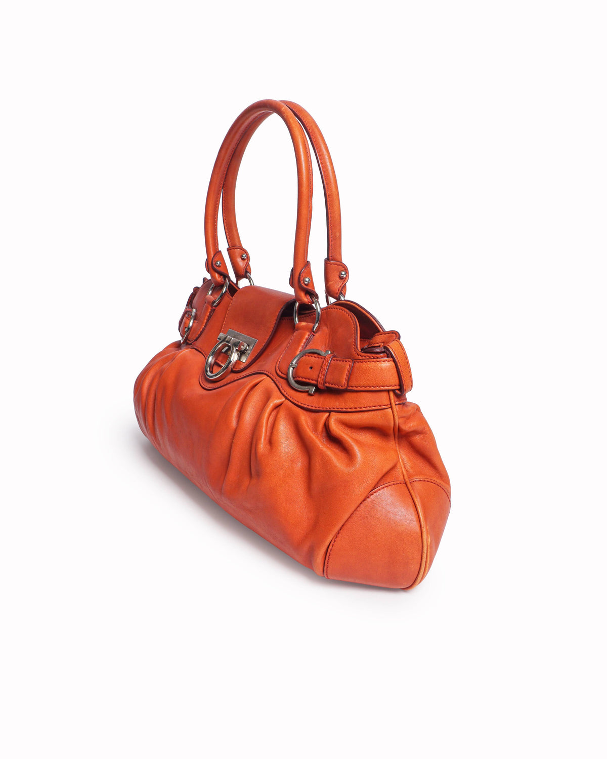 Salvatore Ferragamo Orange Leather Marissa Satchel Bag