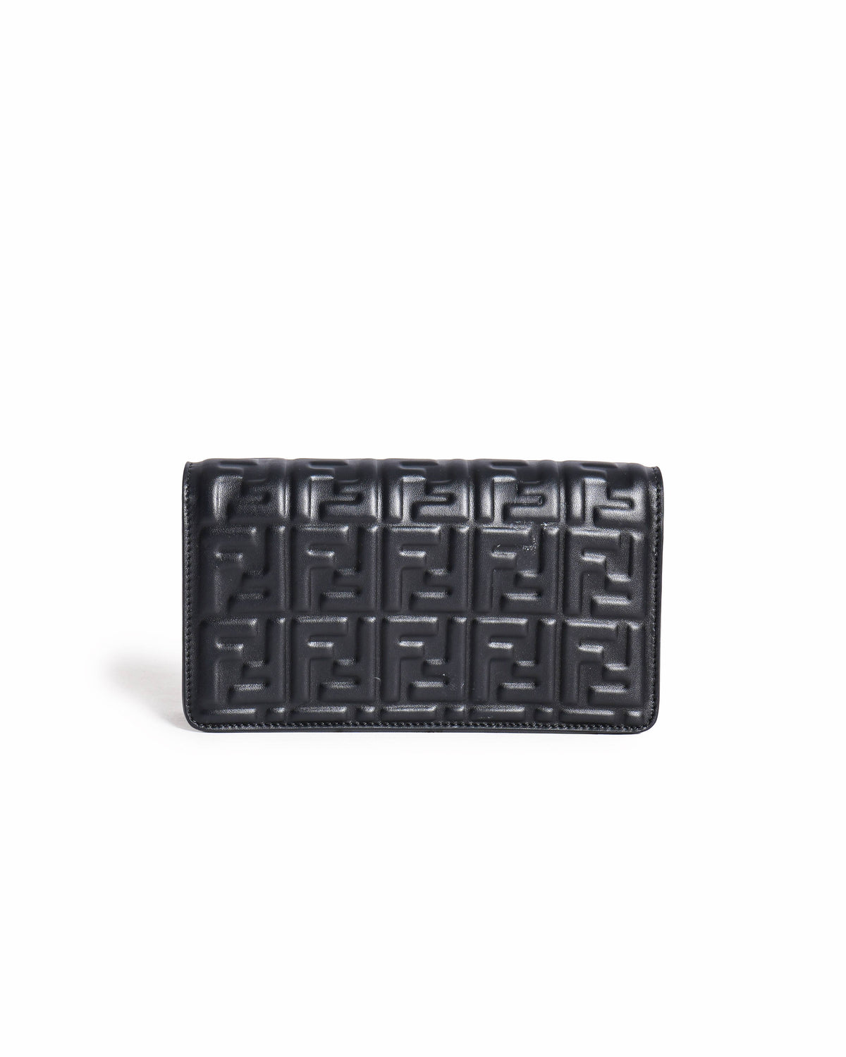 Fendi FF Embossed Baguette Leather Wallet on Chain