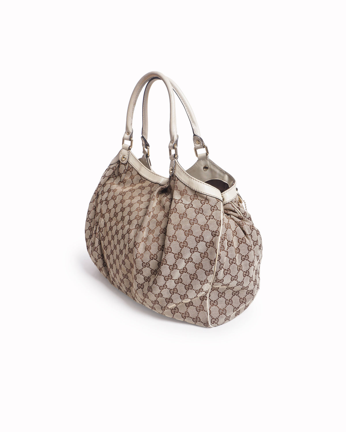Gucci GG Canvas Large Hobo Bag Off-White Trim