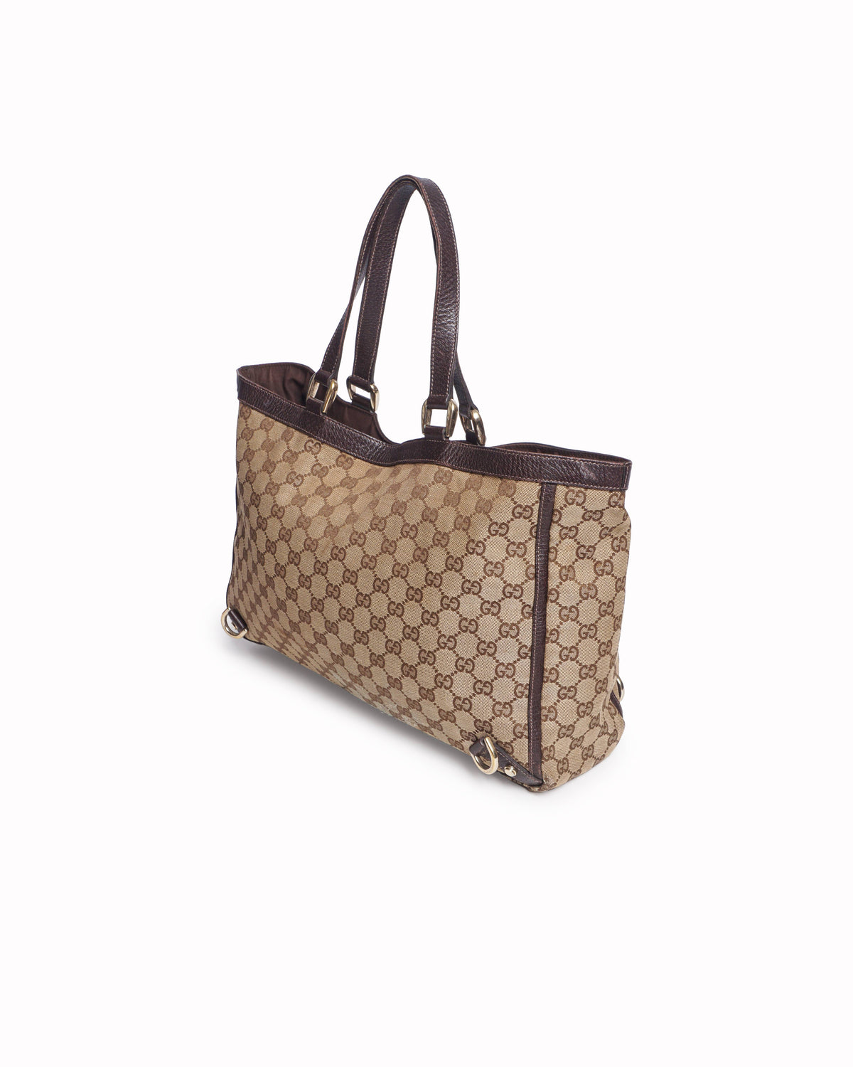 Gucci Abbey GG Monogram Canvas Leather Tote Bag