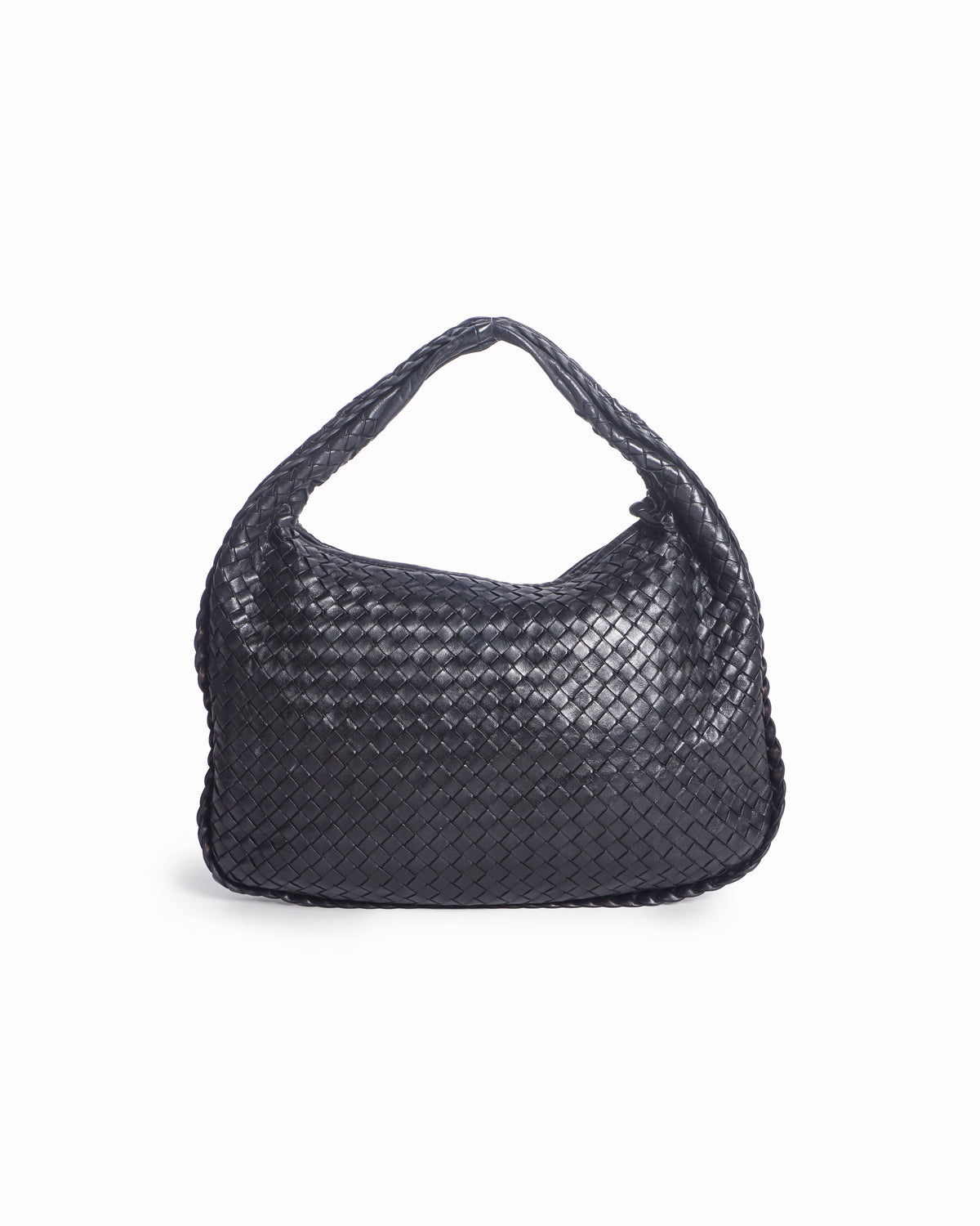 Bottega Veneta Black Intrecciato Nappa Leather Medium Veneta Hobo