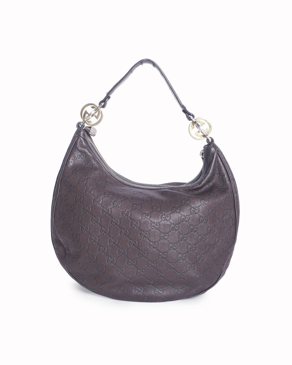 Gucci Dark Brown Guccissima Leather Hobo Shoulder Bag