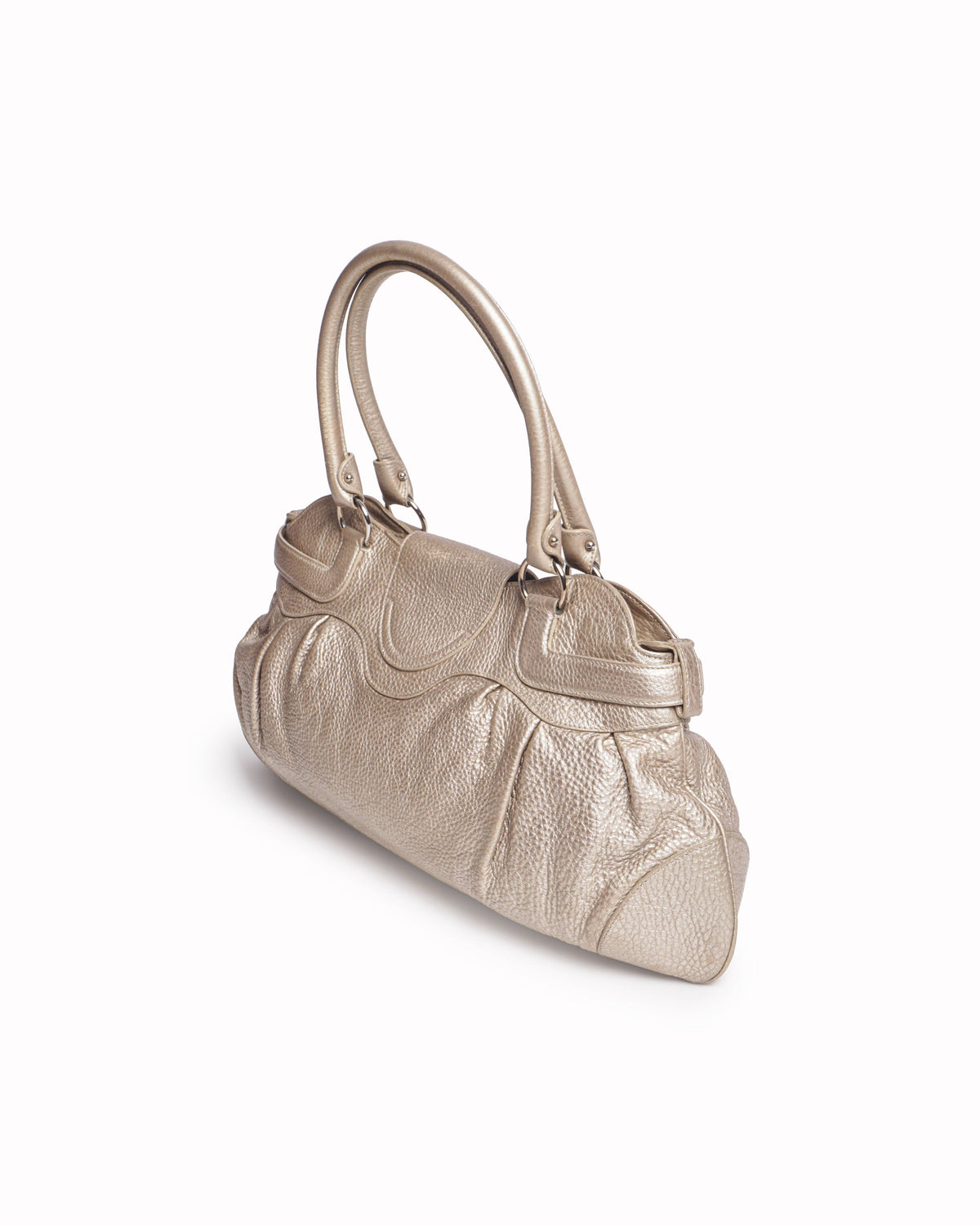 Salvatore Ferragamo Metallic Leather Gancini Marisa Shoulder Bag