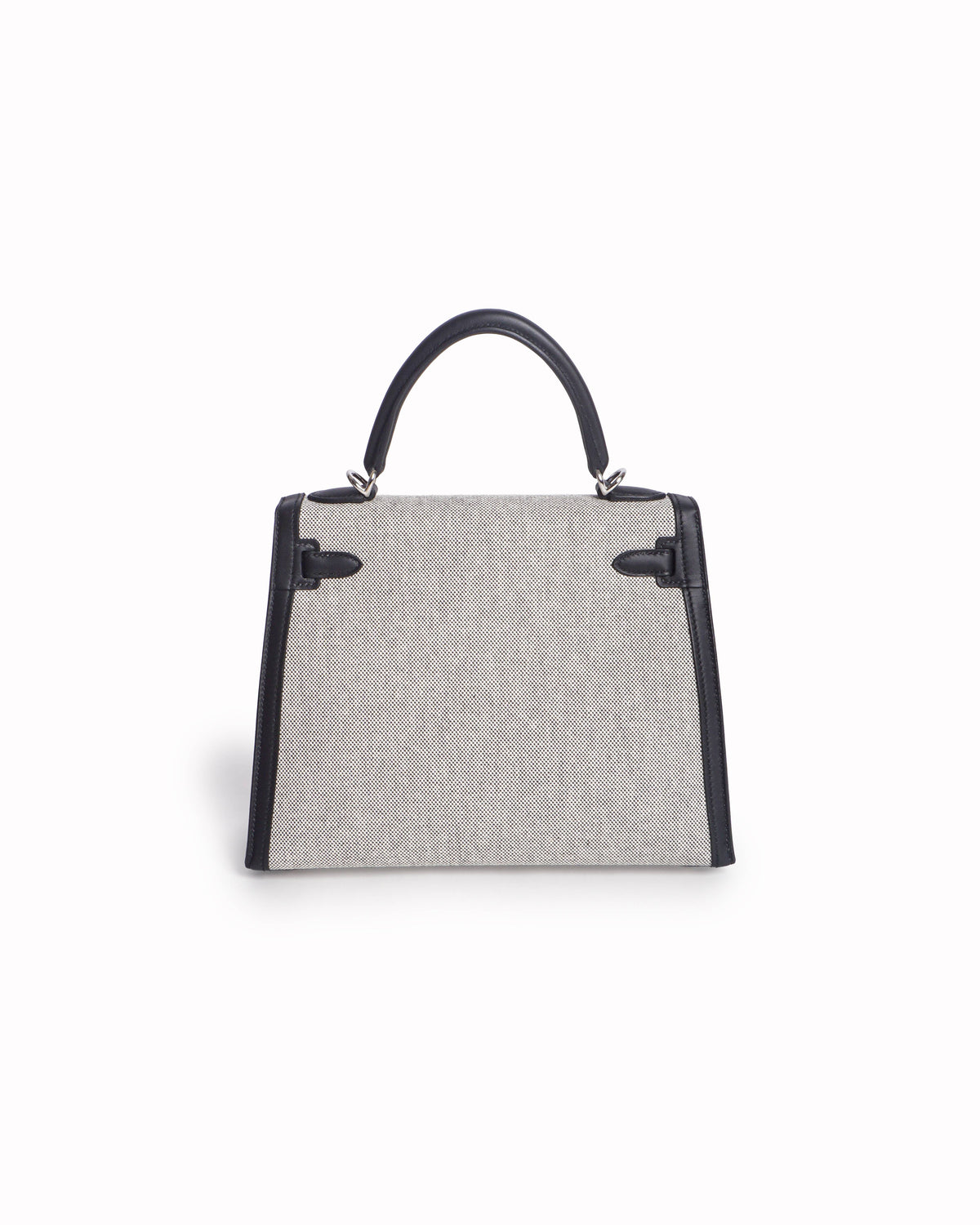 Hermès Kelly 25 Sellier Toile Canvas & Black Epsom Leather Bag