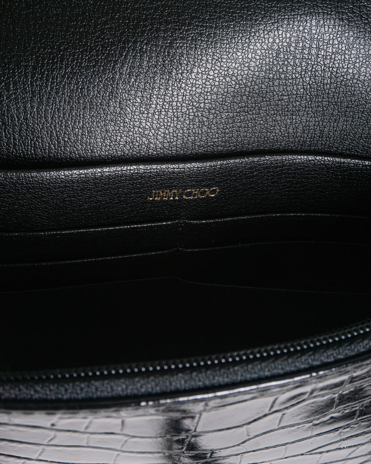 Jimmy Choo Varenne Black Croc-Embossed Leather Clutch With Chain Strap