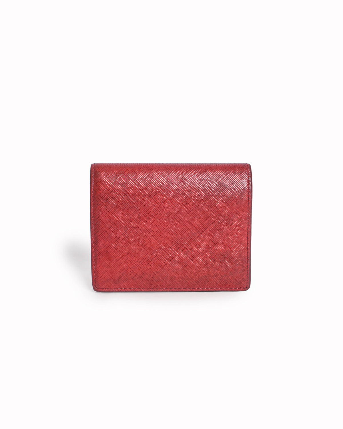 Prada Red Saffiano Leather Tonal Logo Bi-Fold Wallet