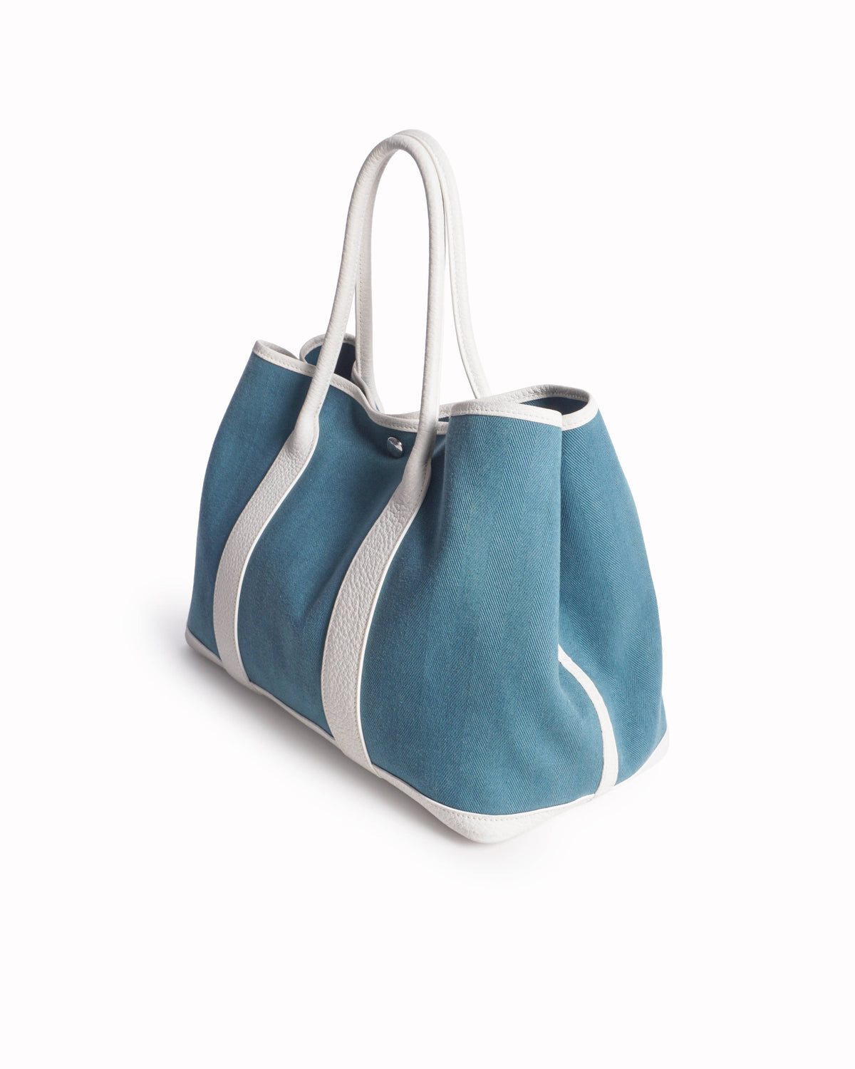 Hermès Garden Party 36 Blue Canvas & White Leather Tote