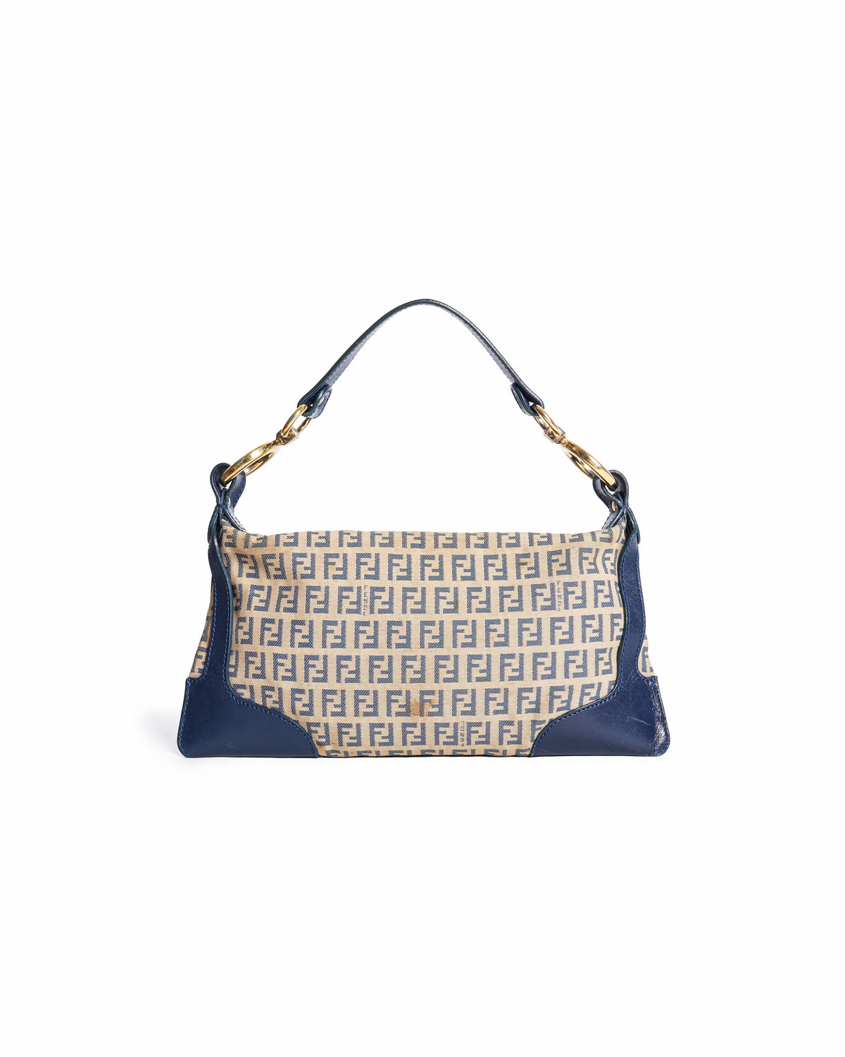 Fendi Vintage Zucchino Canvas & Leather Shoulder Bag