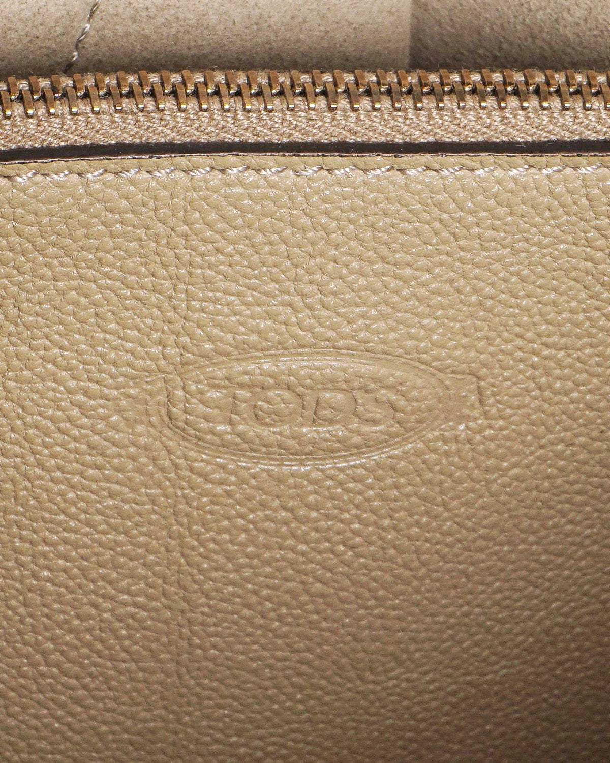 Tod's Taupe Pebbled Leather T Timeless Small Tote Bag