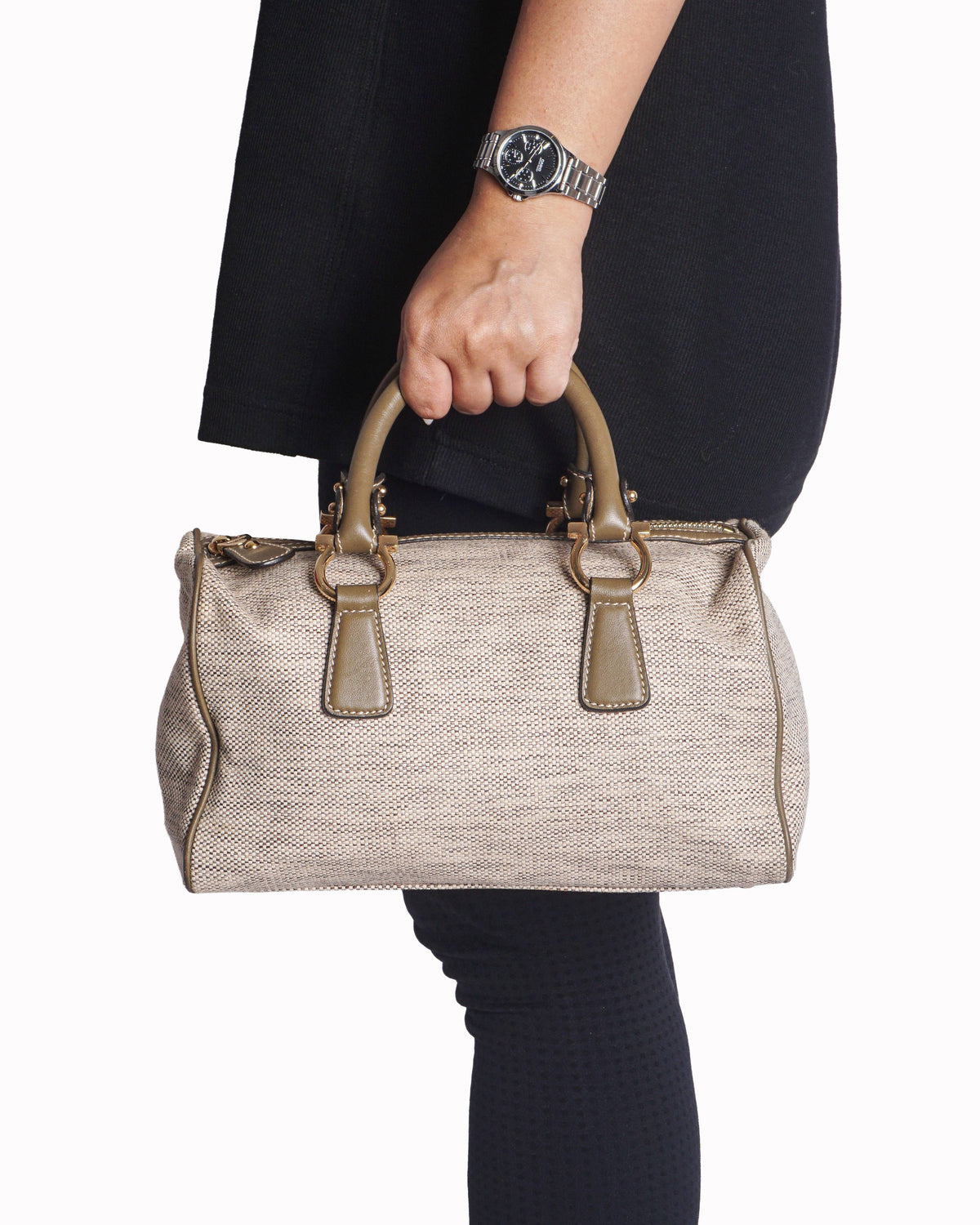 Salvatore Ferragamo Canvas & Leather Gancini Satchel