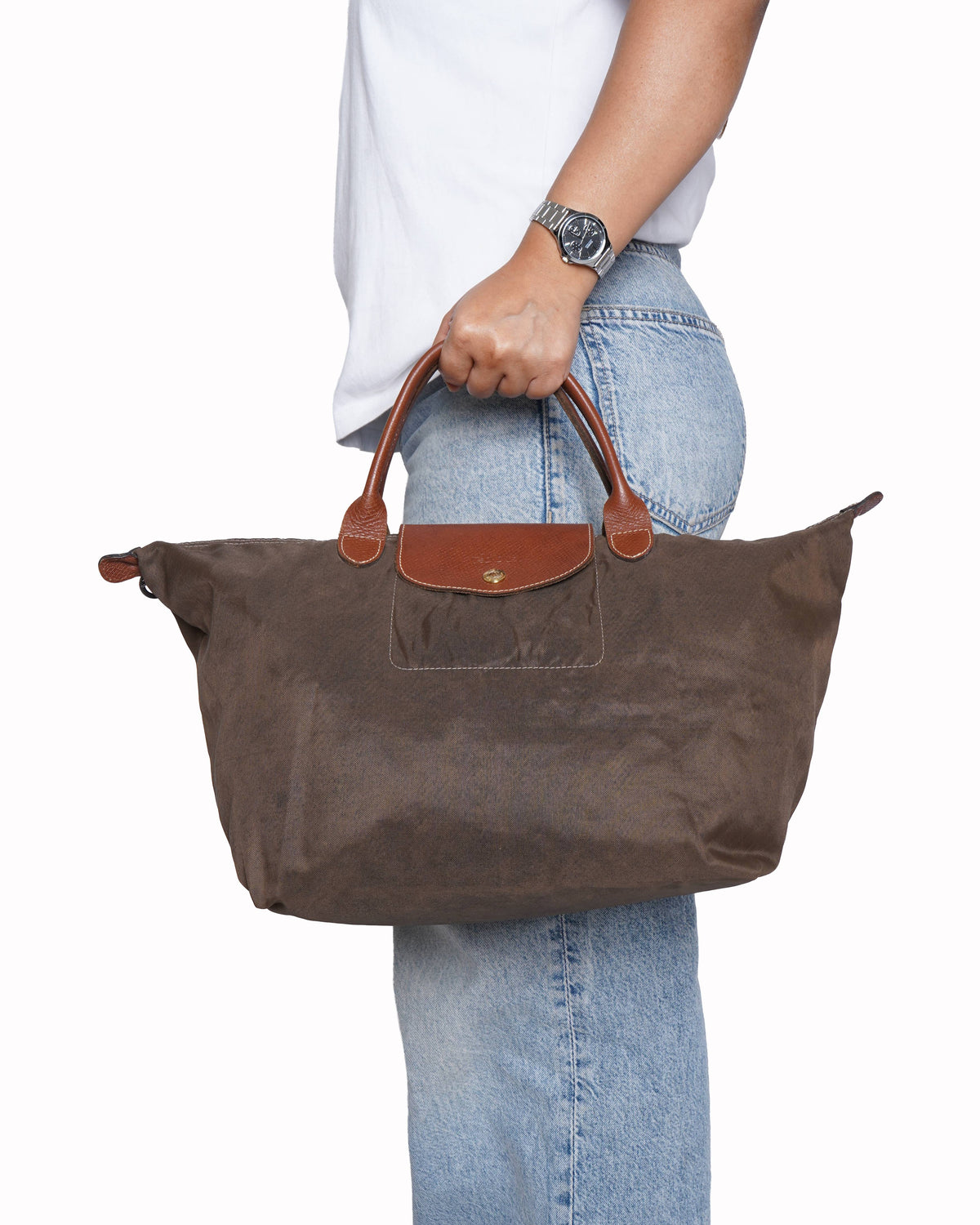 Longchamp Le Pliage Large Tote Bag In Olive Green