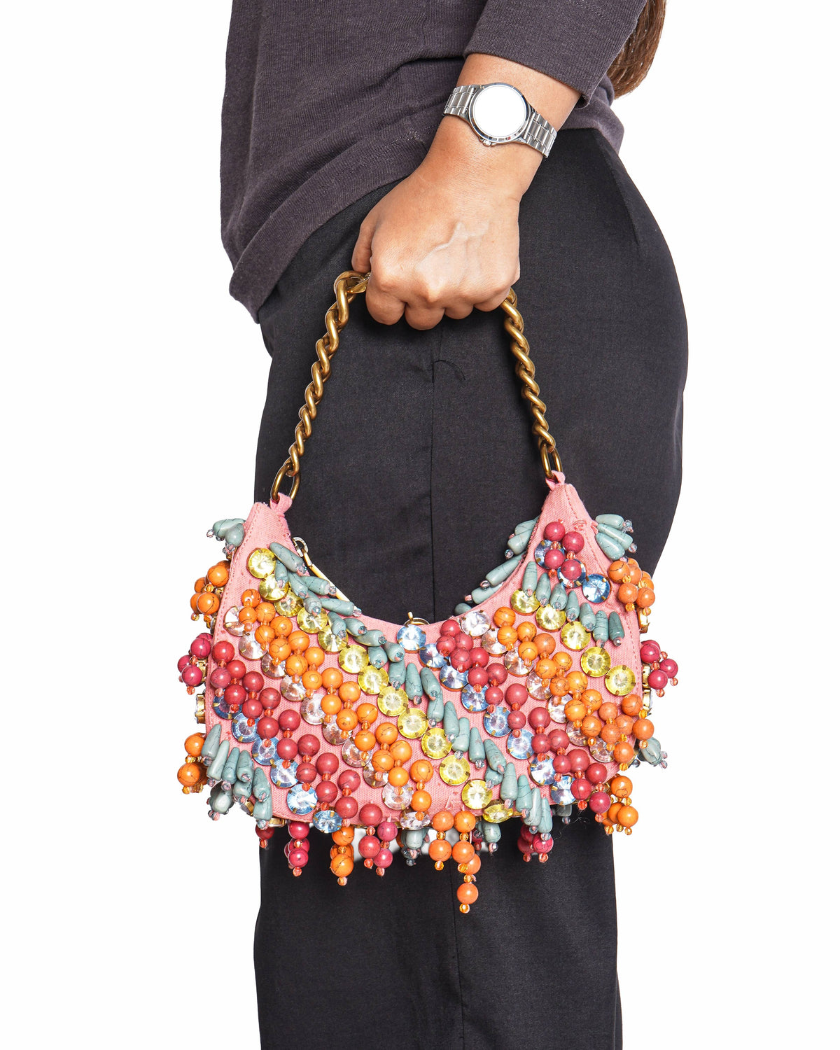 Kurt Geiger Small Chelsea Embellished Hobo Bag