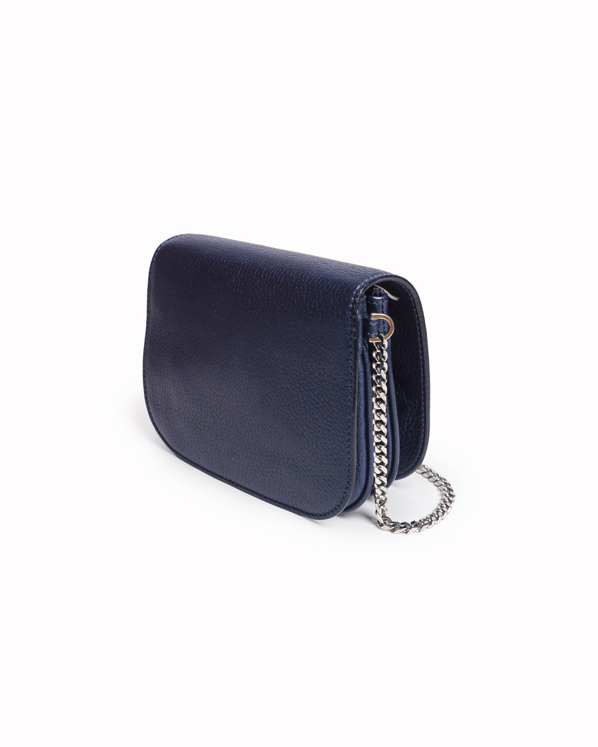 Jimmy Choo Navy Blue Leather Shadow Chain-Link Crossbody Bag