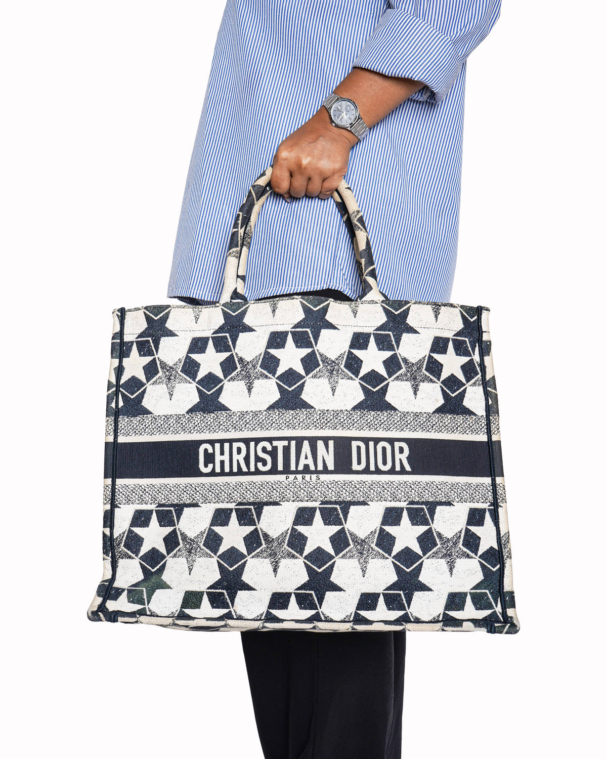 Christian Dior Book Tote in Blue and White Etoile Motif