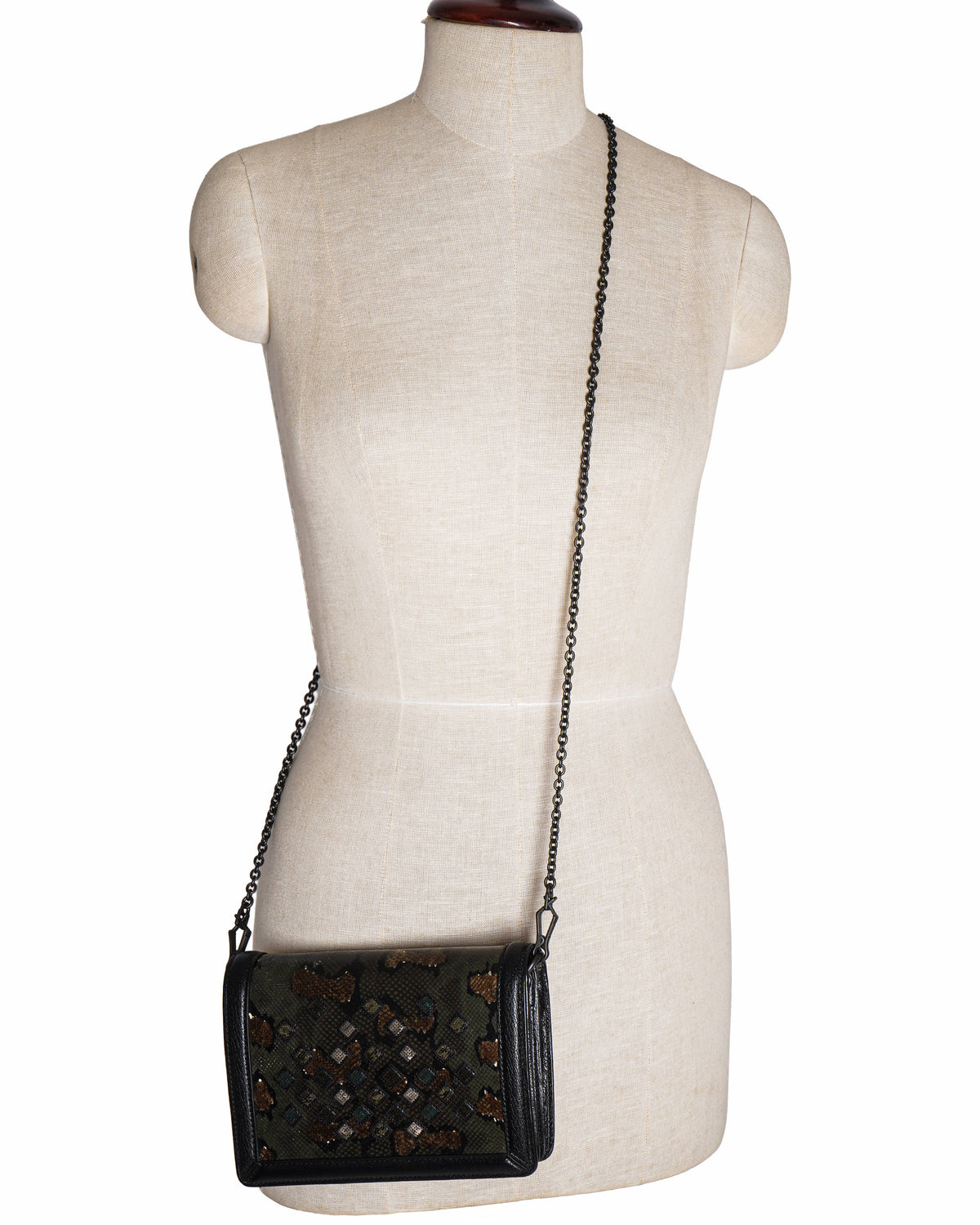 Bottega Veneta Embellished Snakeskin Leather Crossbody Bag