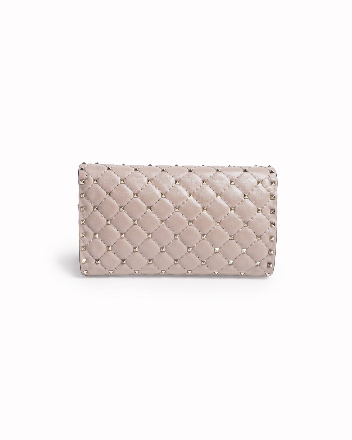 Valentino Garavani Powder Pink Rockstud Spike Wallet on Chain