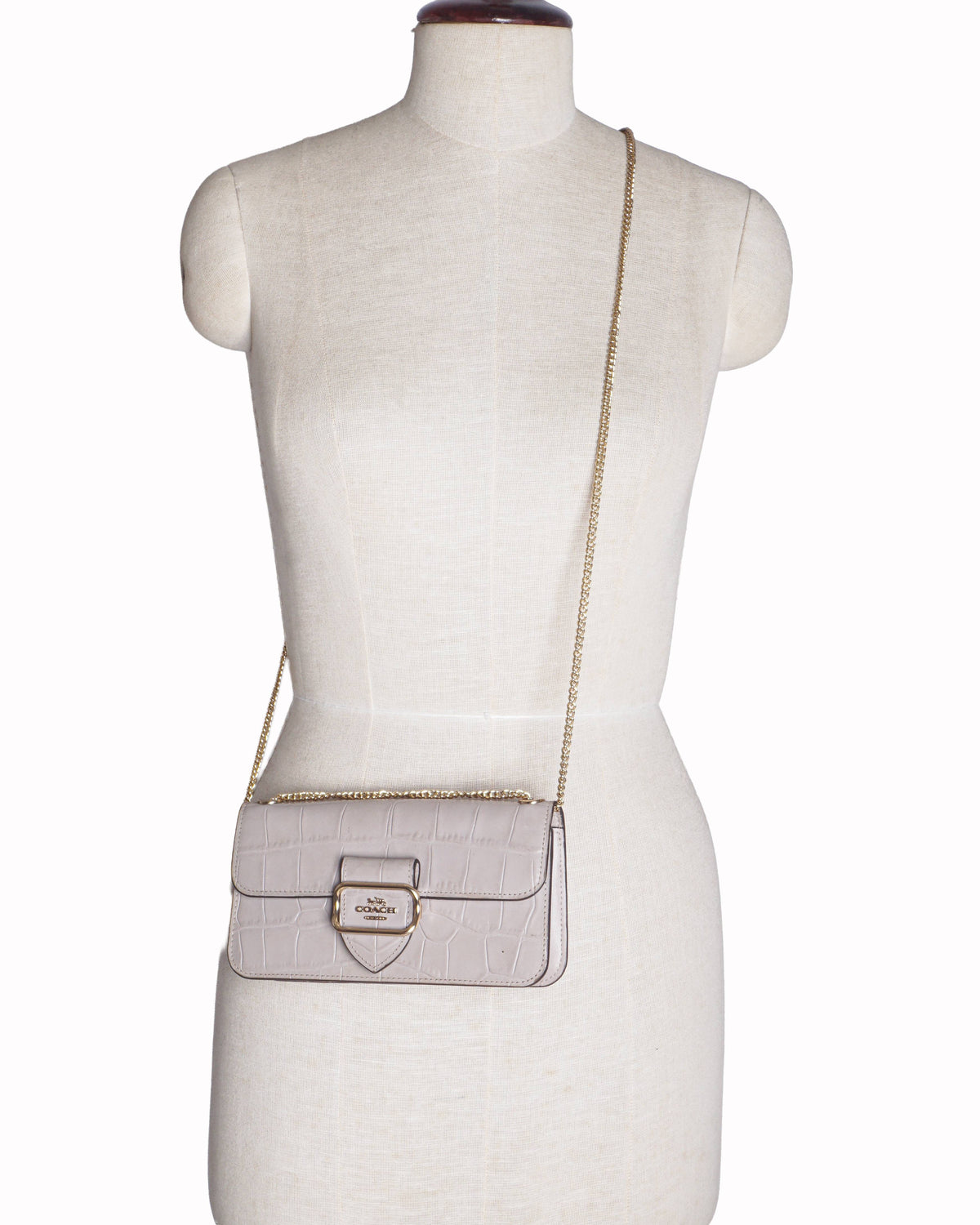 Coach Morgan Grey Croc-Embossed Leather Crossbody Bag
