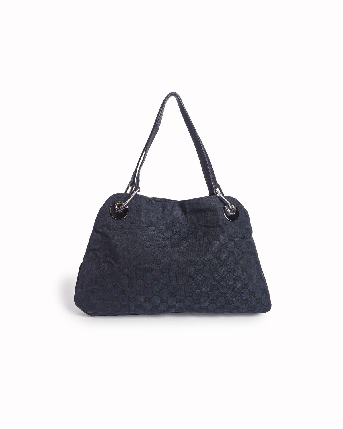 Gucci Black GG Canvas Leather Monogram Shoulder Bag