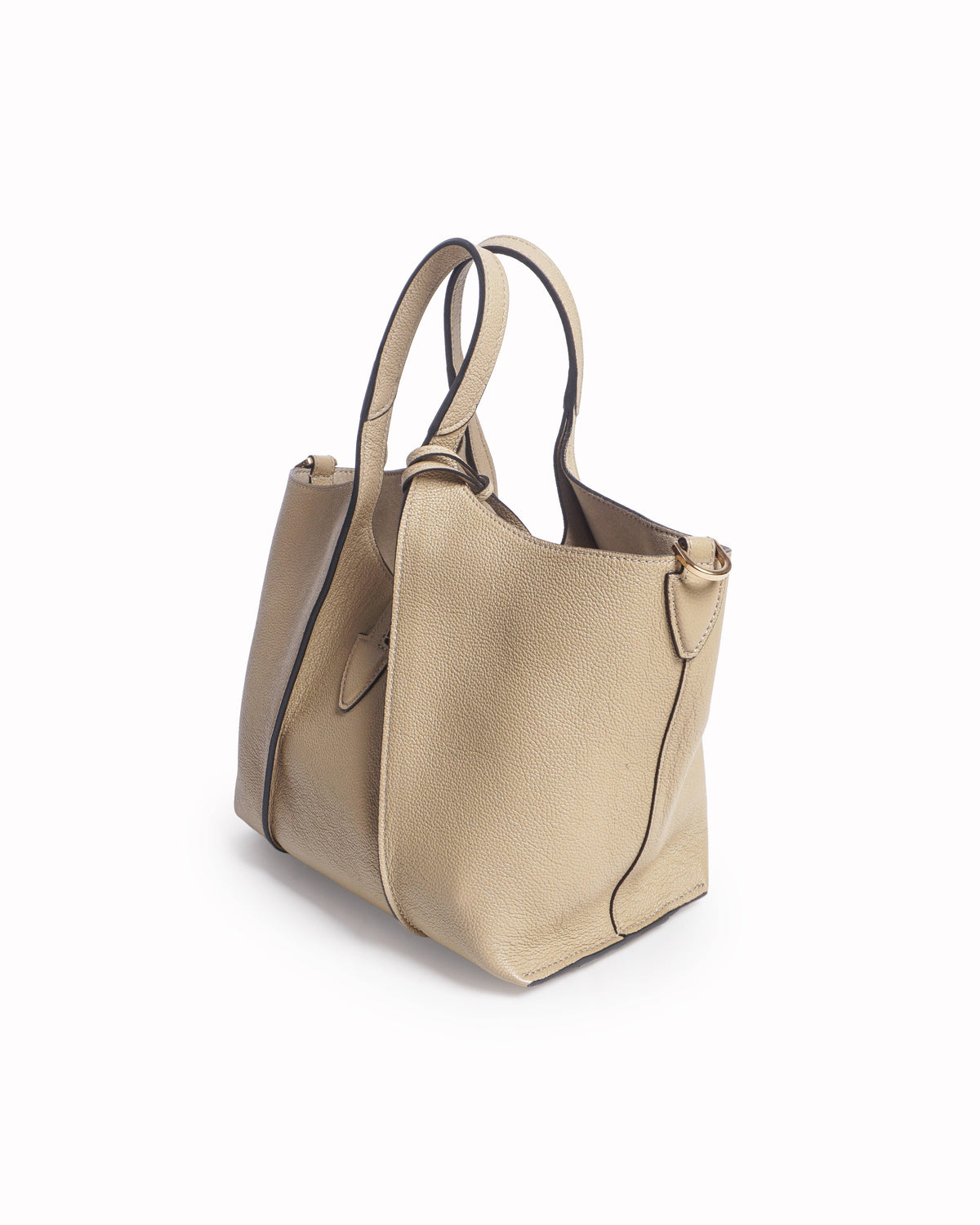 Tod's Taupe Pebbled Leather T Timeless Small Tote Bag