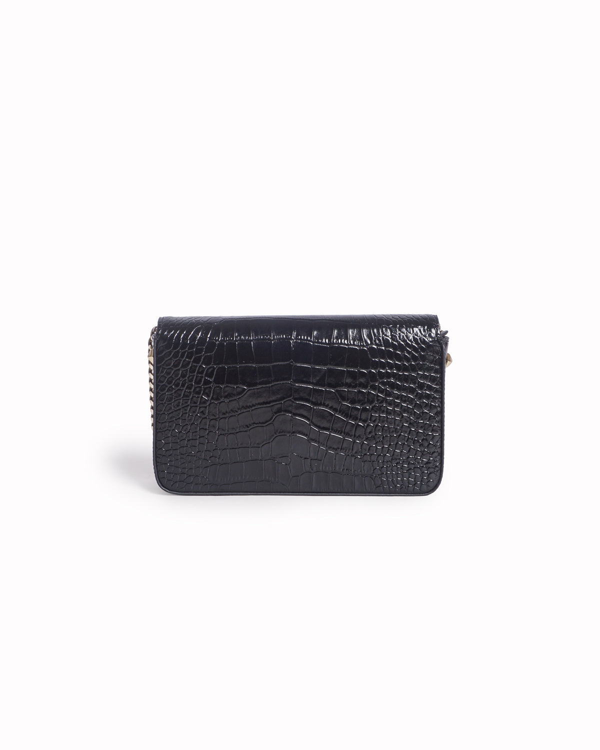 Jimmy Choo Varenne Black Croc-Embossed Leather Clutch With Chain Strap