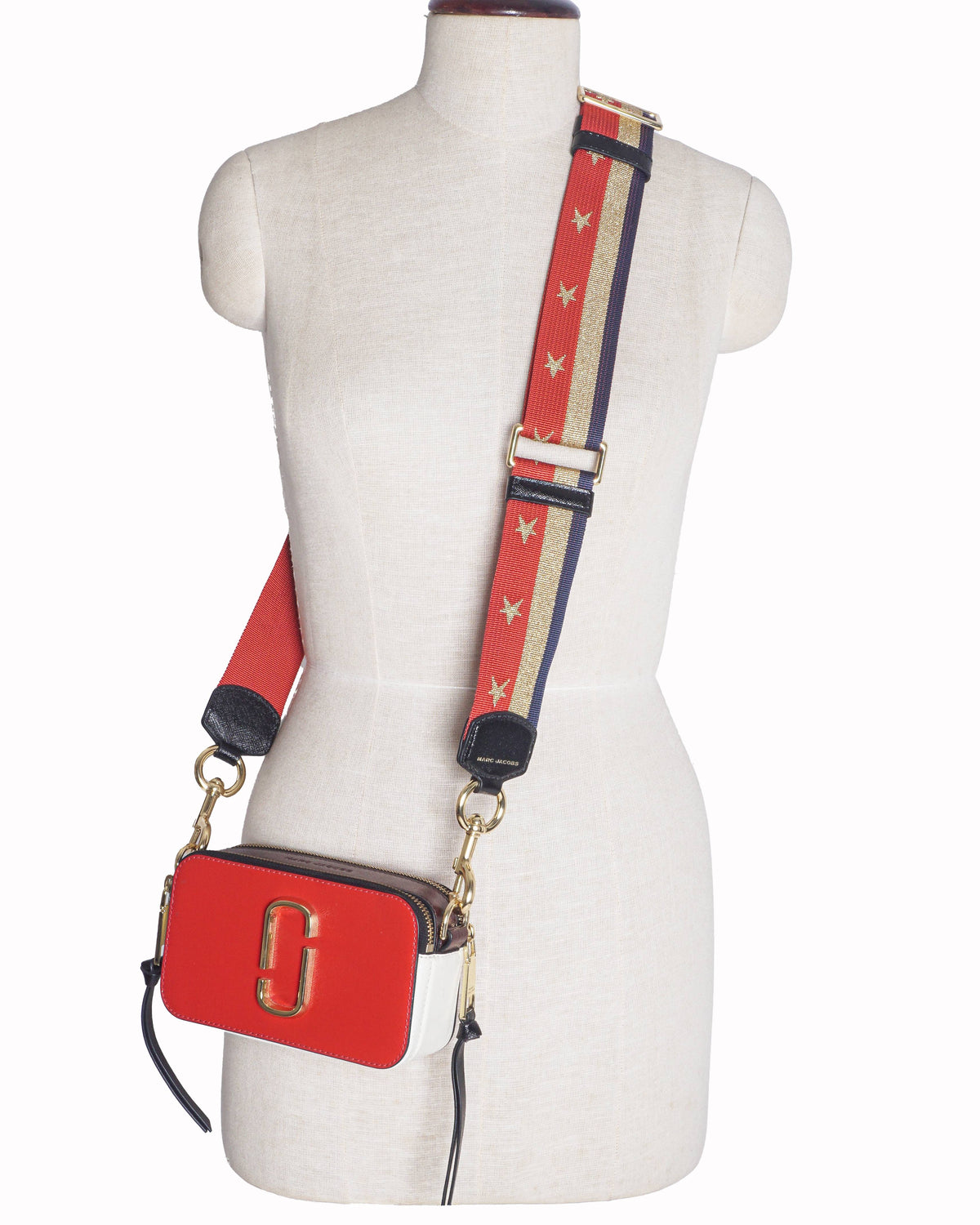 Marc Jacobs Red Saffiano Leather The Americana Snapshot Bag