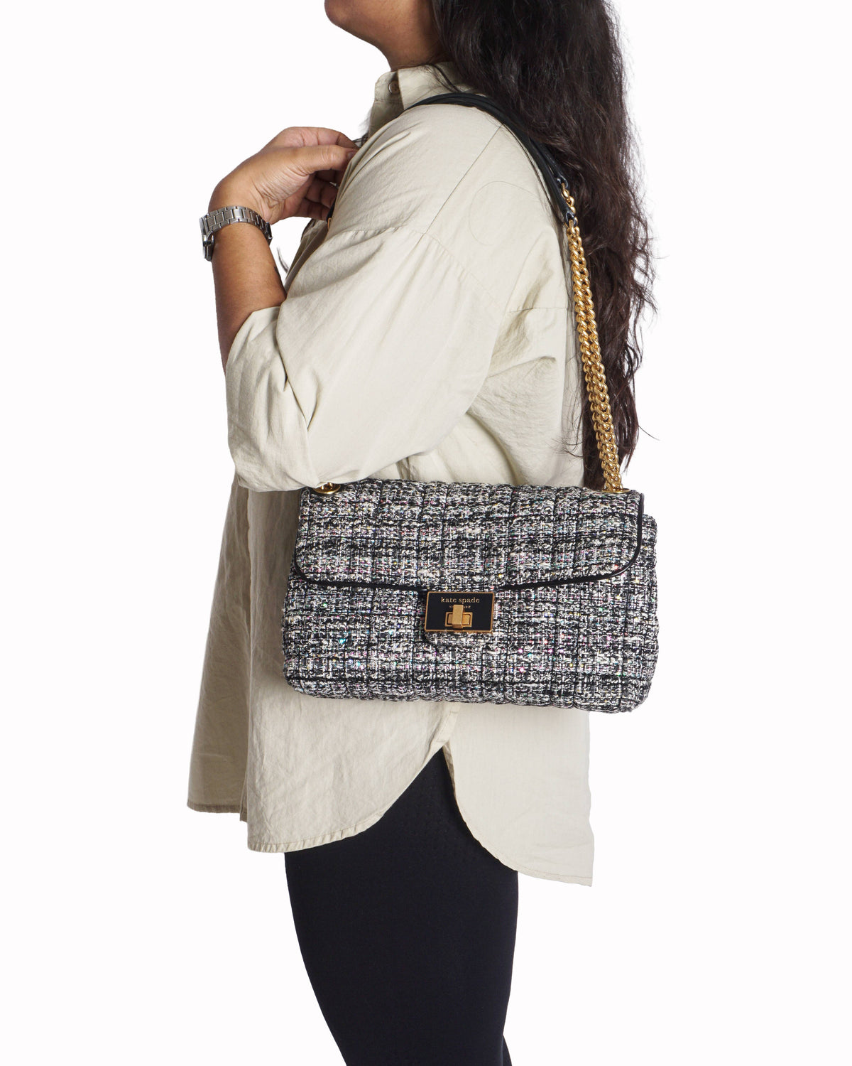Kate Spade Evelyn Tweed Medium Convertible Shoulder Bag