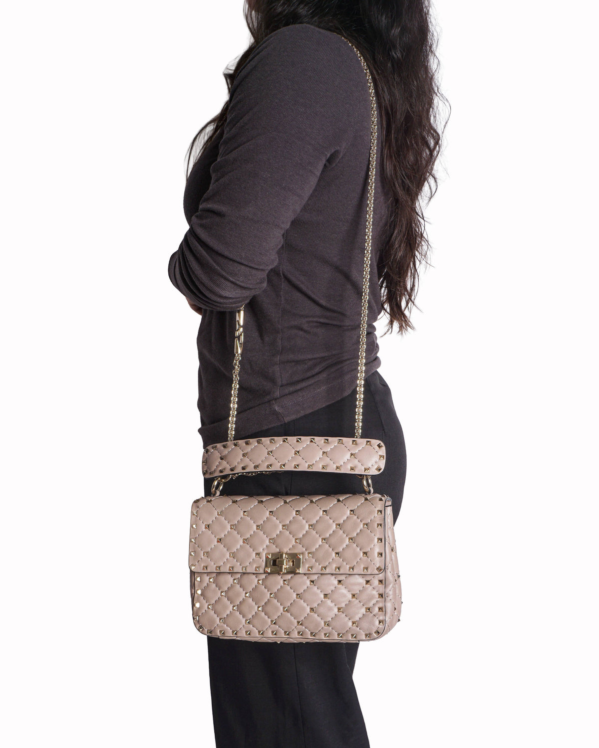 Valentino Garavani Rockstud Spike Quilted Leather Shoulder Bag