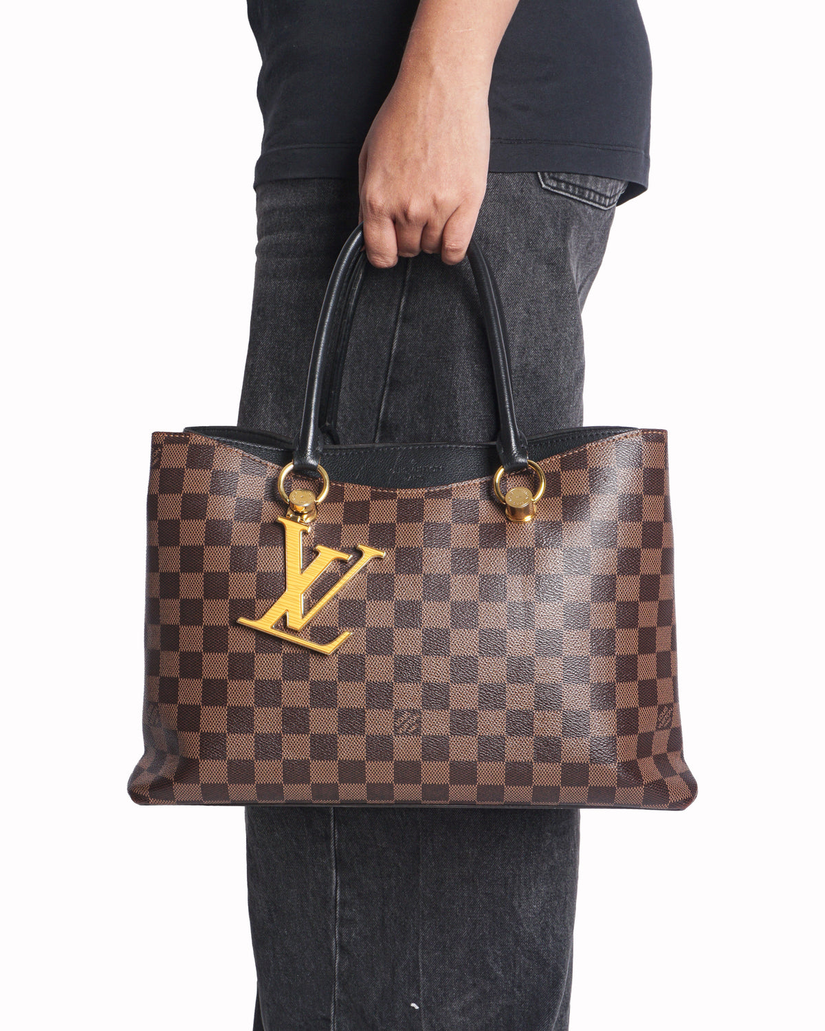 Louis Vuitton Riverside Damier Ebene Leather Tote Bag