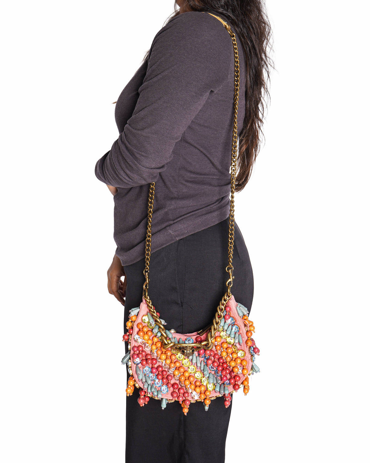 Kurt Geiger Small Chelsea Embellished Hobo Bag