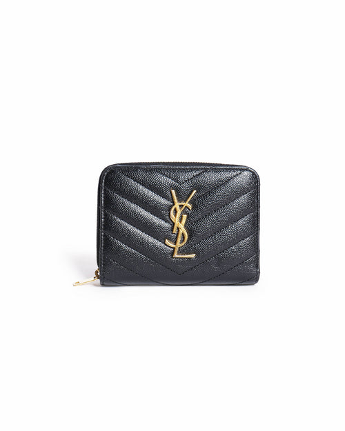 Saint Laurent Cassandre Matelassé Compact Zip-Around Wallet