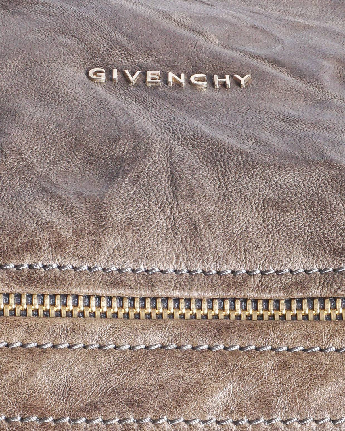 Givenchy Taupe Pepe Crinkled Leather Medium Pandora Bag