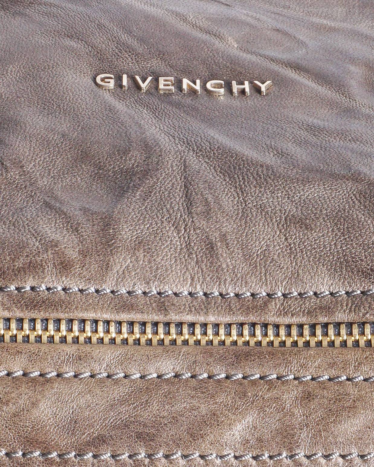 Givenchy Taupe Pepe Crinkled Leather Medium Pandora Bag