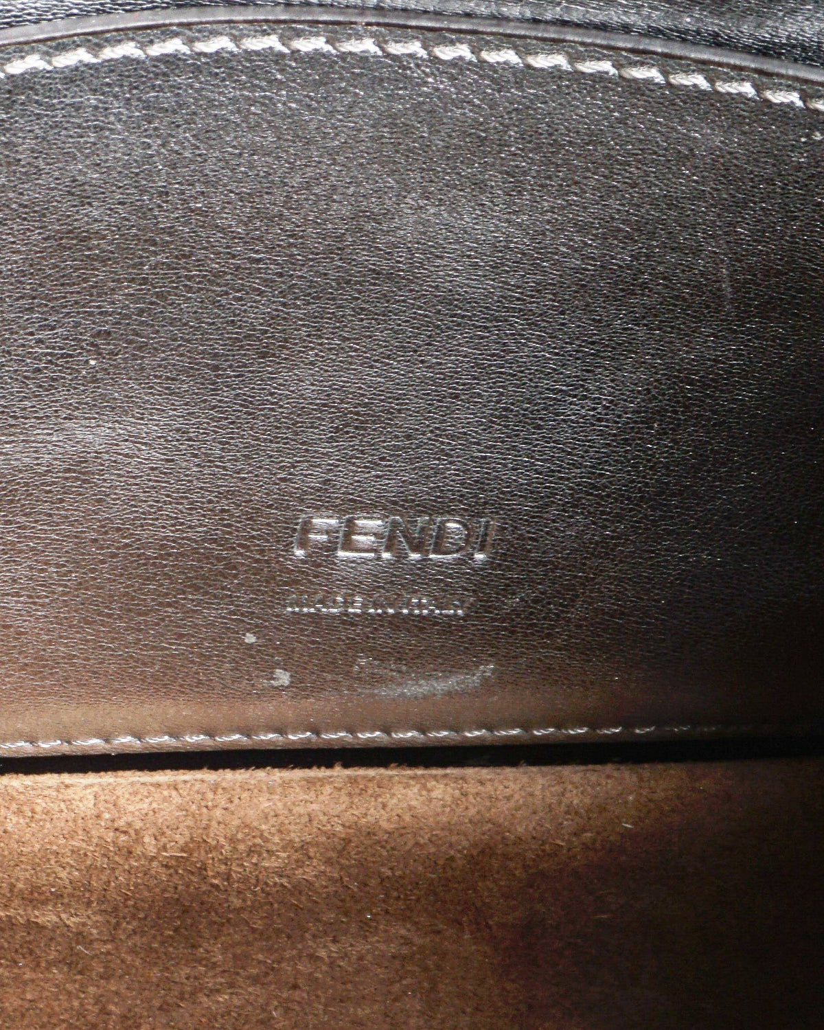 Fendi Kan U Small Silver Metallic Leather Shoulder Bag