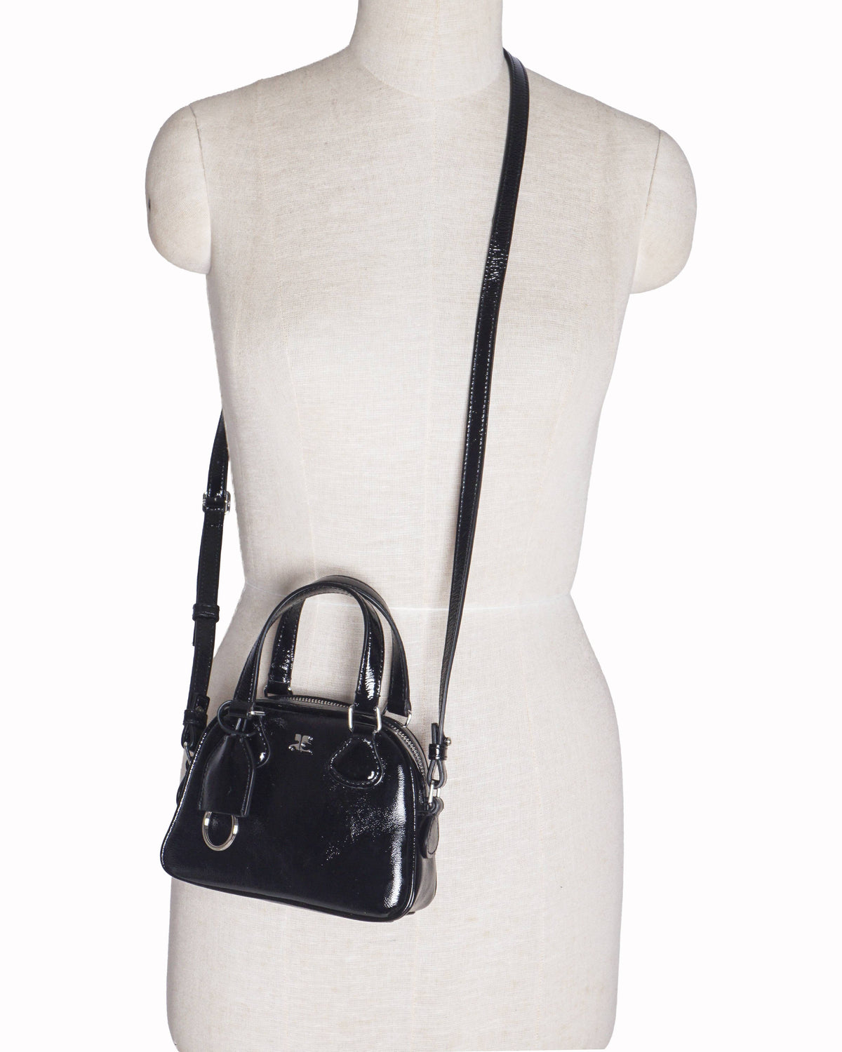 Courrèges Black Ac Stud Naplack Mini Satchel