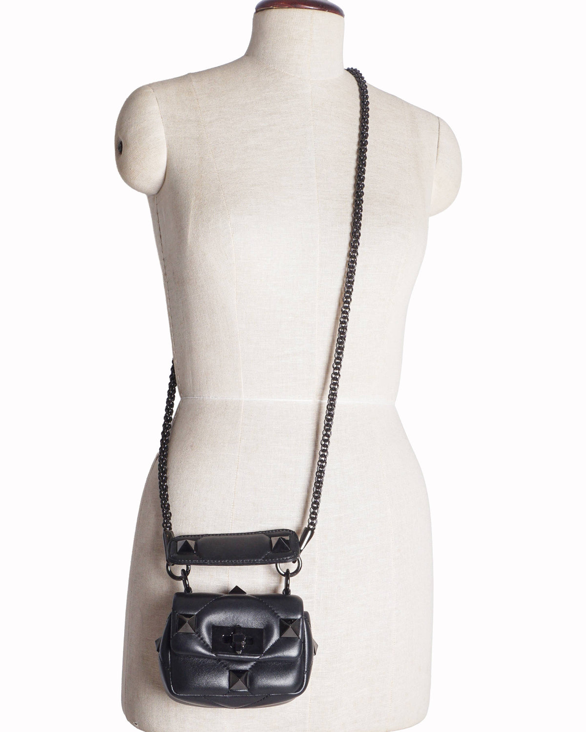 Valentino Garavani Black Nappa Roman Stud Crossbody Bag