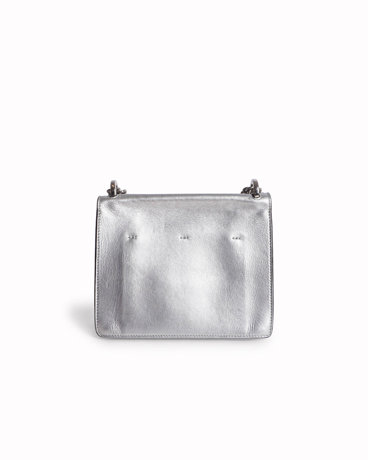 Fendi Kan U Small Silver Metallic Leather Shoulder Bag