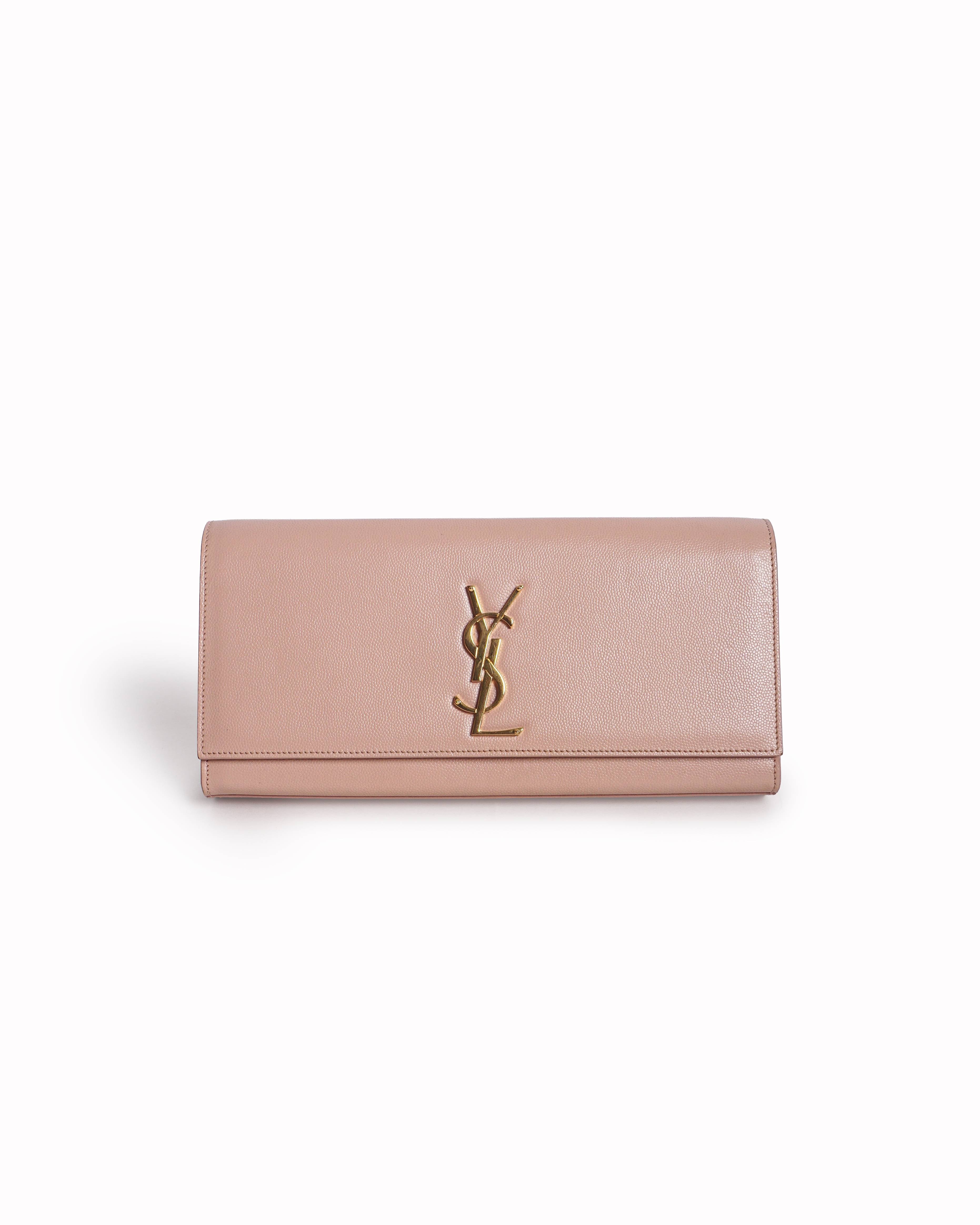 Saint Laurent Light Pink Leather Cassandre Clutch