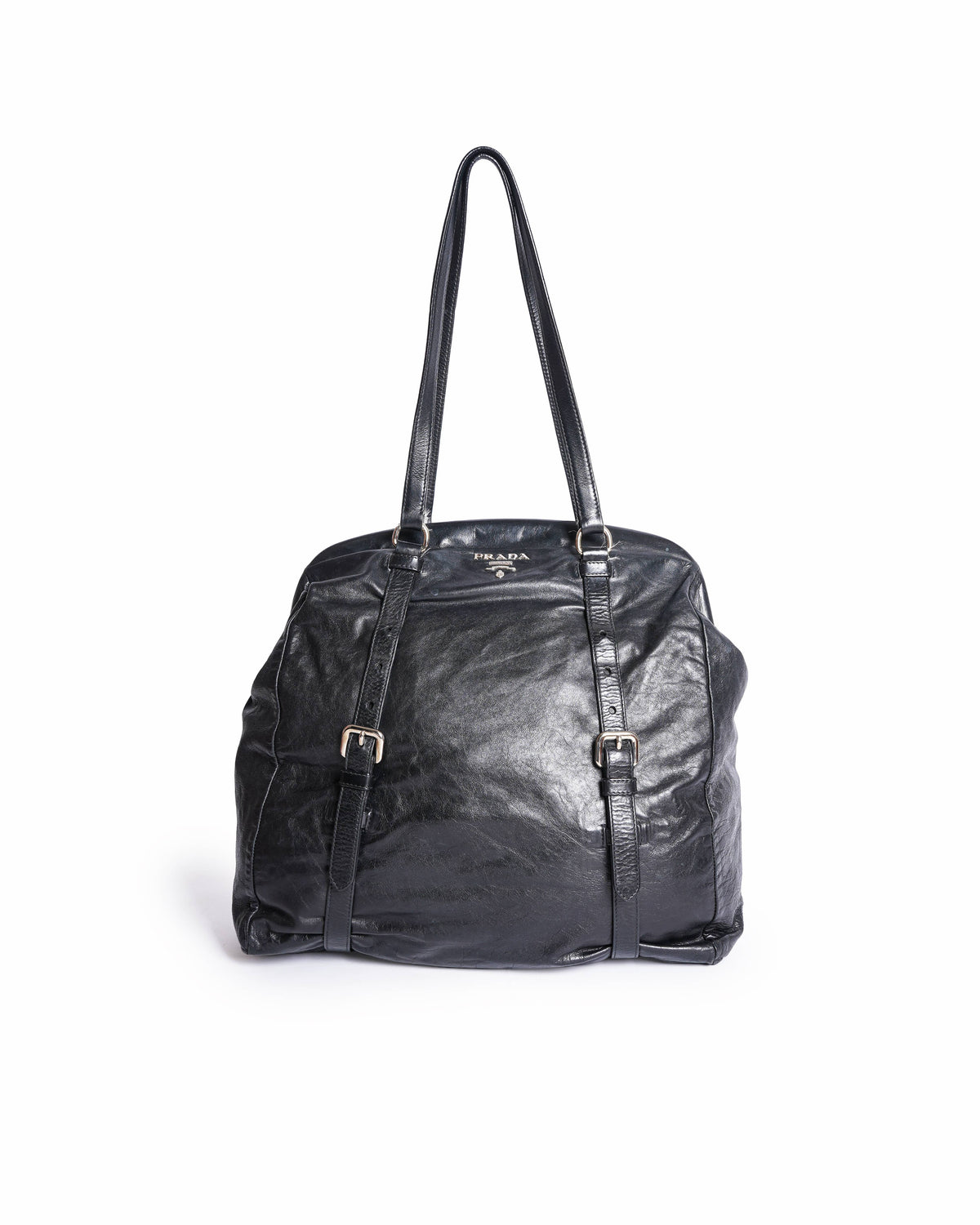 Prada Leather Shoulder Bag In Black